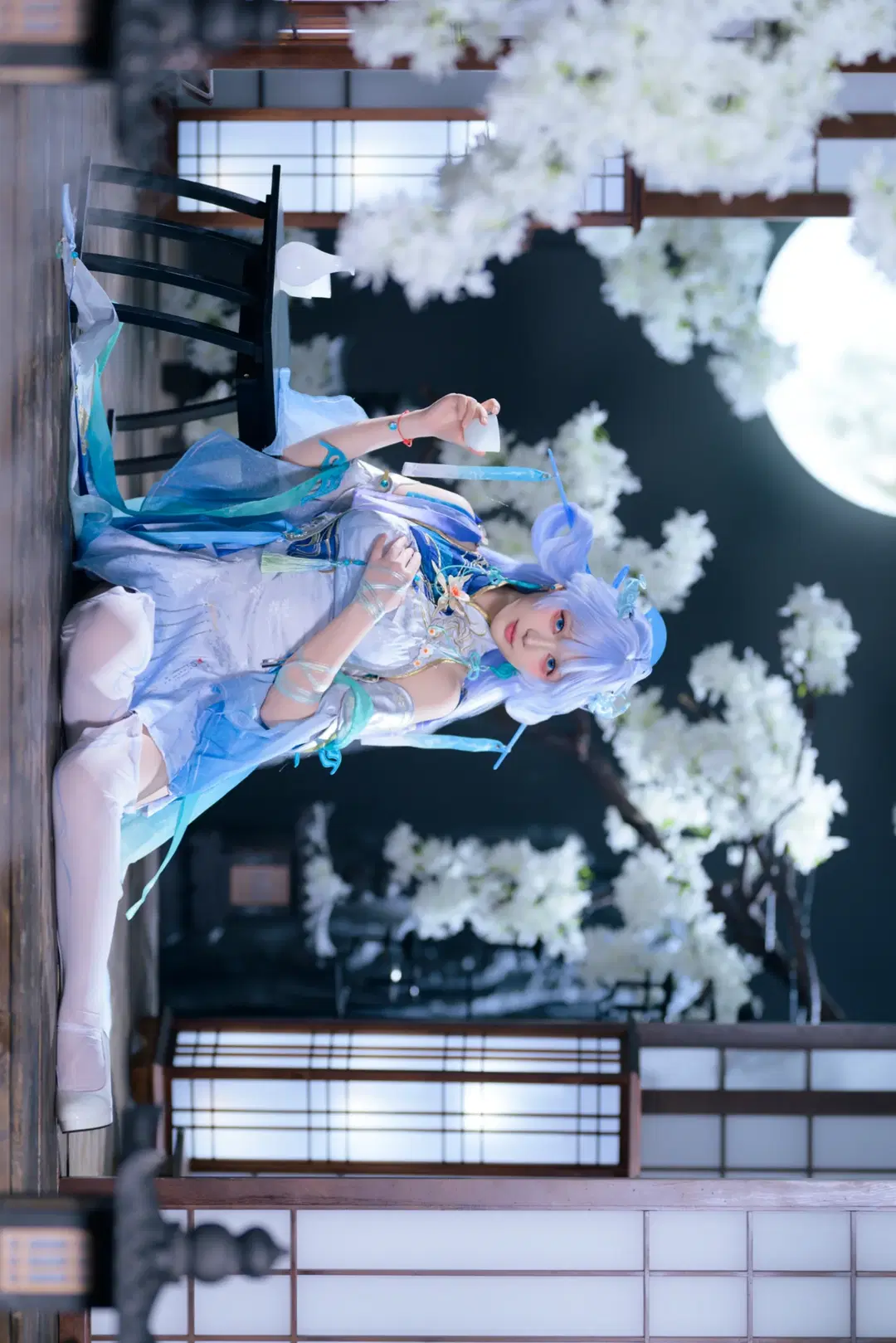 [Qingxiao cosplay] Wuthering Waves Qingxiao: A Blue and White Dream Under the Moonlight by 银河天路 - Image 6