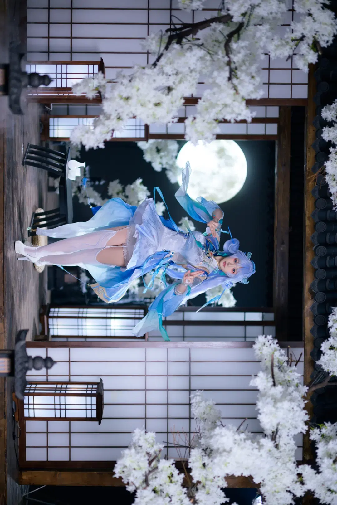 [Qingxiao cosplay] Wuthering Waves Qingxiao: A Blue and White Dream Under the Moonlight by 银河天路 - Image 7