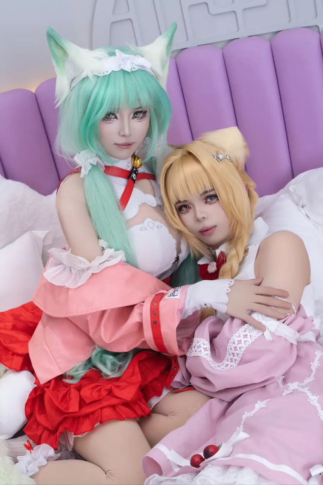 cosplay, 洛丽塔, 白丝, 兽耳娘, 双人写真
