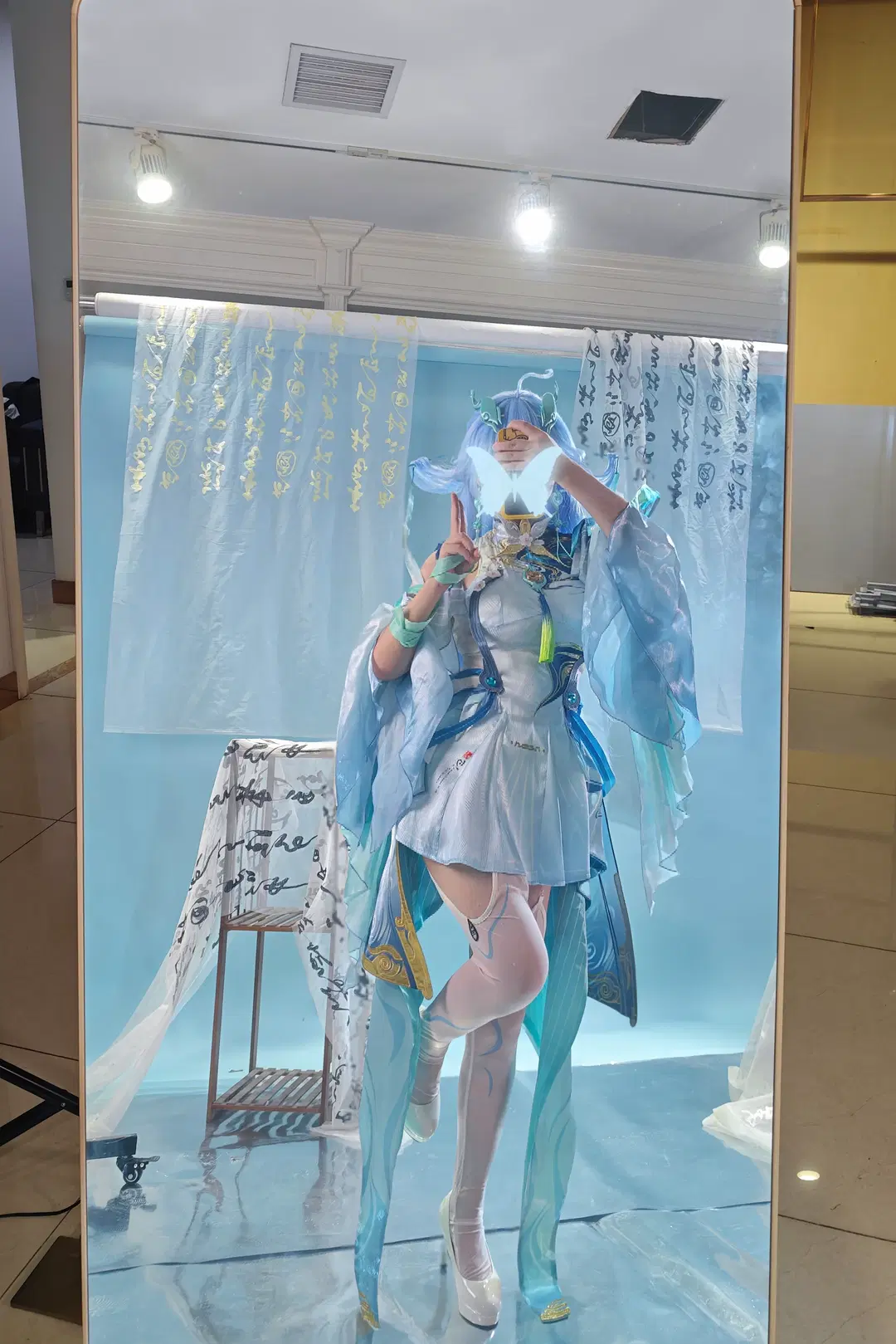 古风cosplay, 白丝, 仙侠风cos, 蝴蝶面具, 修仙少女