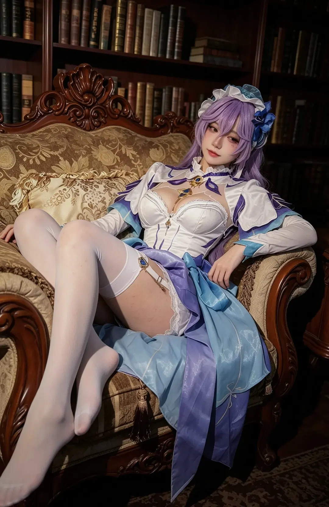 鸣潮, 游戏cosplay, 女仆装cos, 坎特蕾拉cos, 白色丝袜