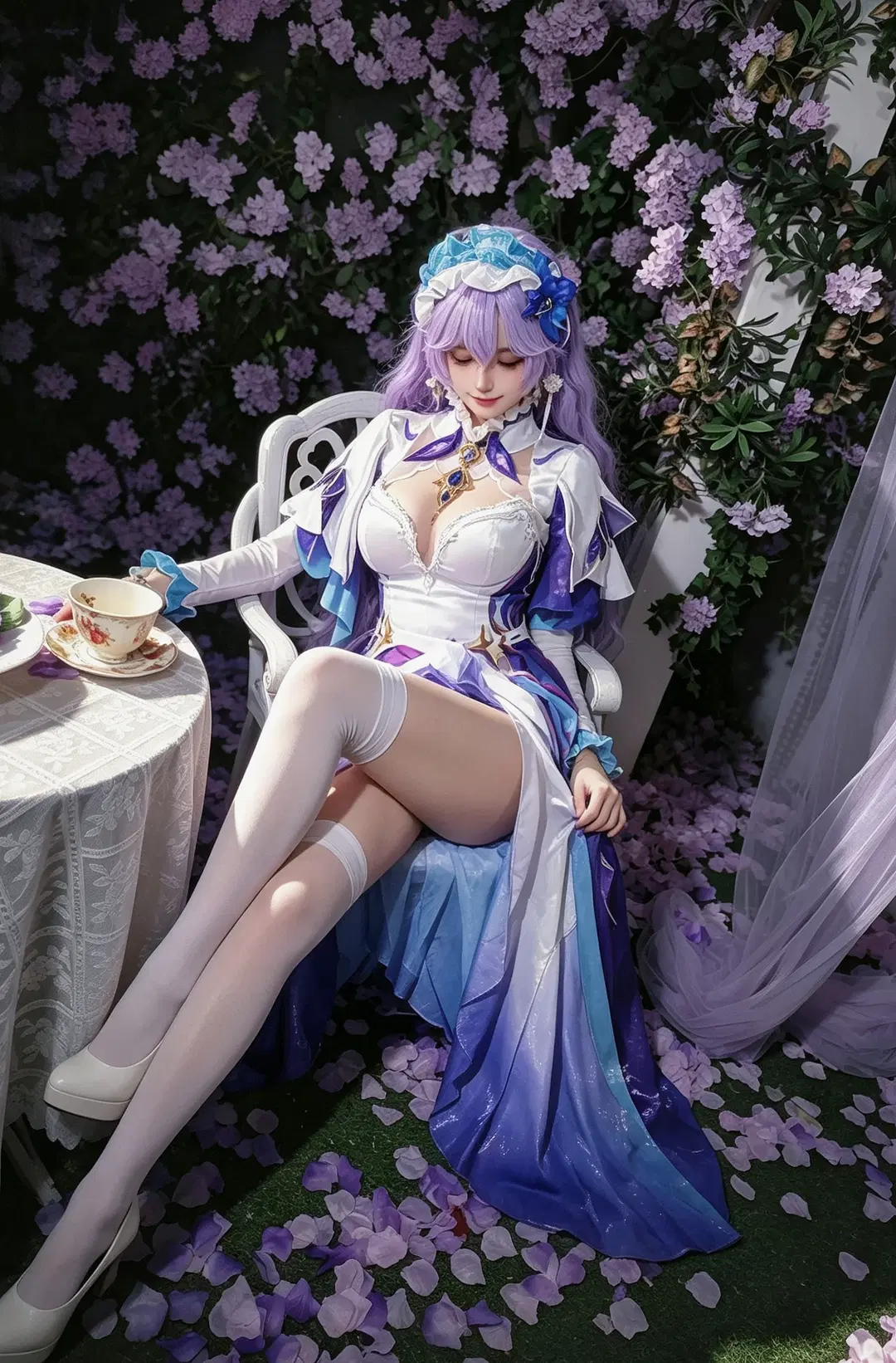 [Cantarella Fisalia cosplay] Wuthering Waves Afternoon Tea: An Elegant Rendezvous Beneath Wisteria Blooms by 王星辰呀_摄影师 - Image 2