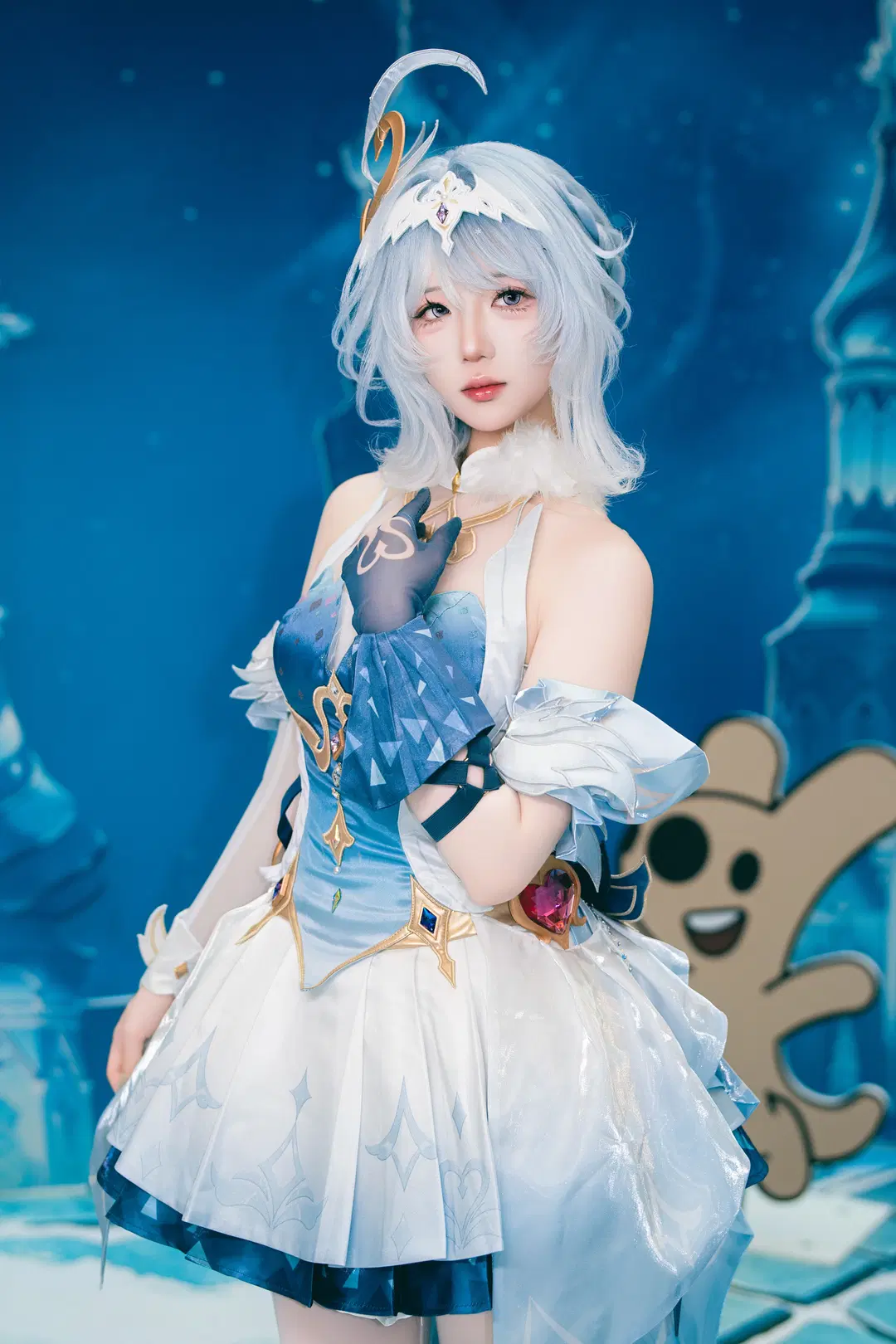 【オデット コスプレ】『原神』スネージナヤの装い：アイスブルーと白ストッキングの優美な調和 - 毛风狸花猫 - 7枚目