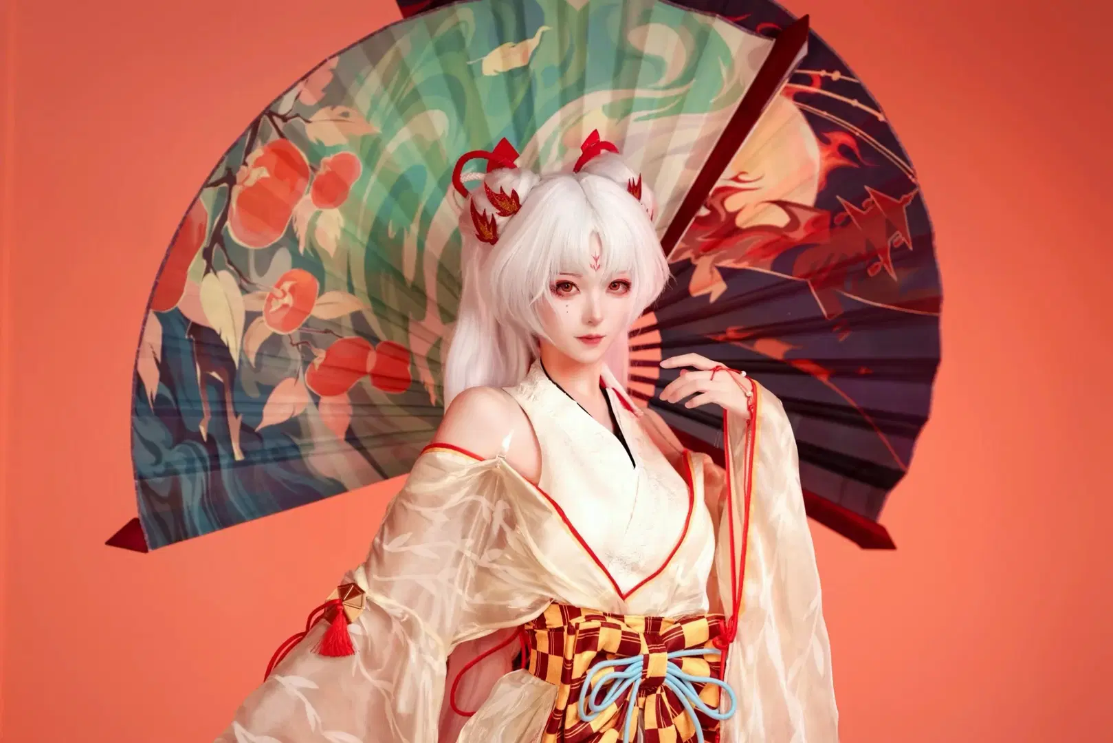 【不知火 コスプレ】『陰陽師』不知火：白ホリでの大扇子アクション＆ポージング記録 - A_R_零 - 4枚目
