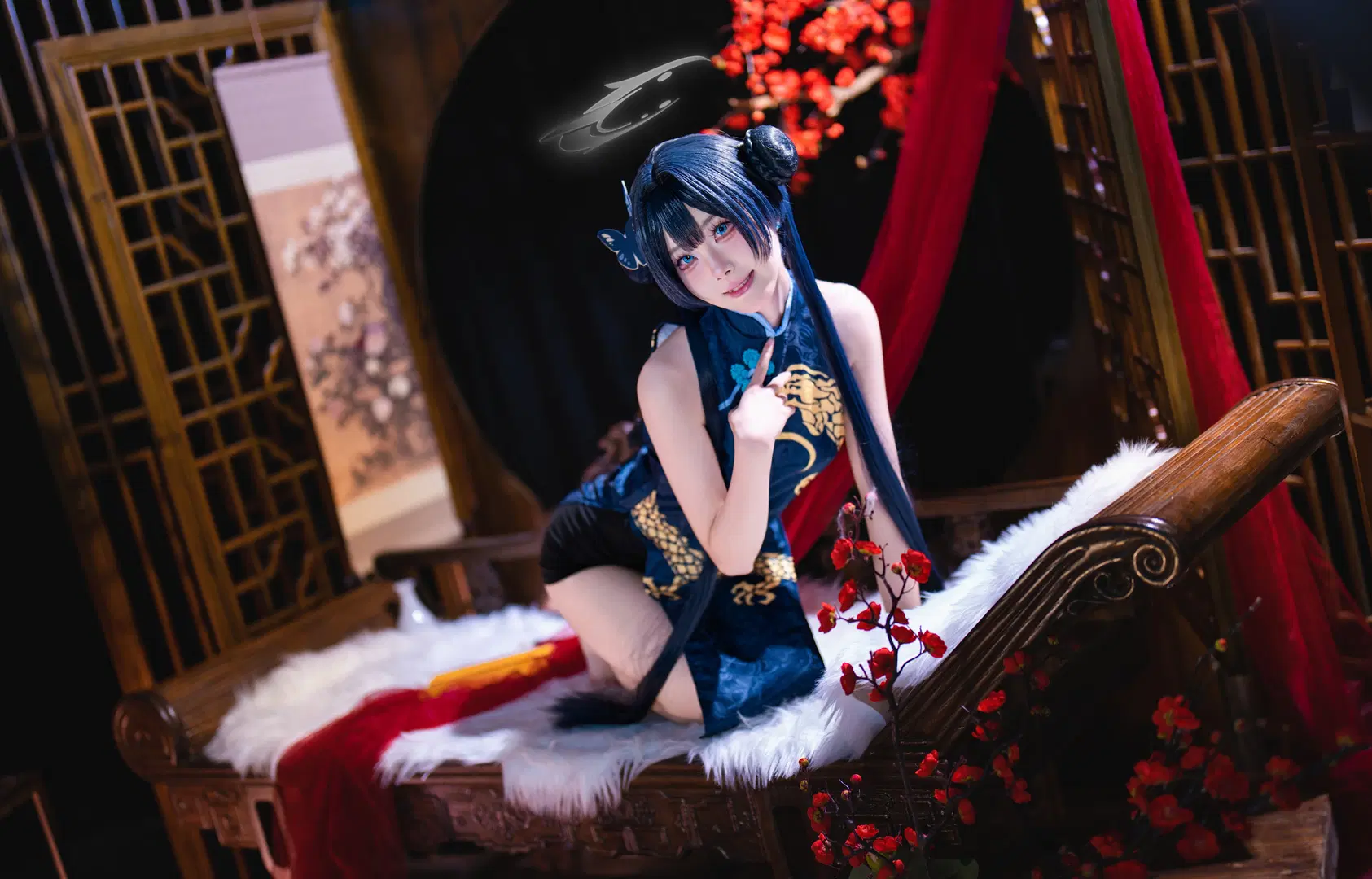 【キサキ コスプレ】『ブルーアーカイブ』中国風スタジオ撮影：チャイナドレスの優美な佇まい（二次元） - OUKAI - 2枚目
