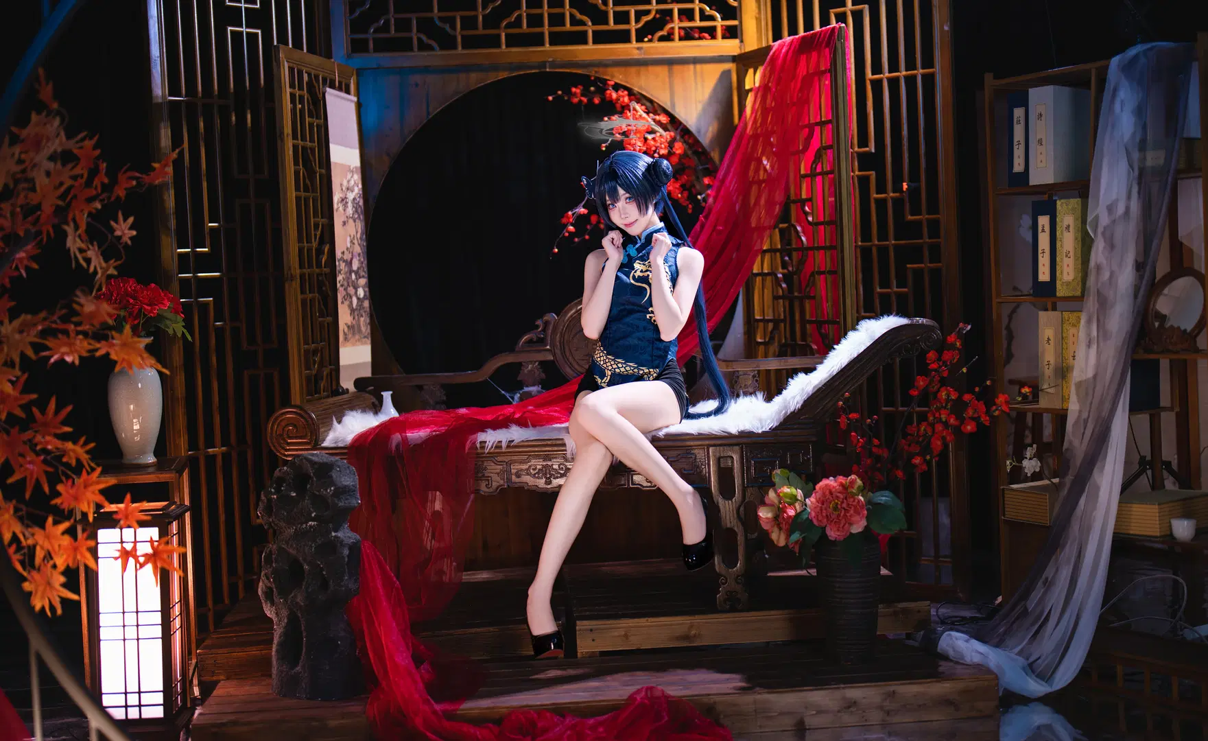 【キサキ コスプレ】『ブルーアーカイブ』中国風スタジオ撮影：チャイナドレスの優美な佇まい（二次元） - OUKAI - 4枚目