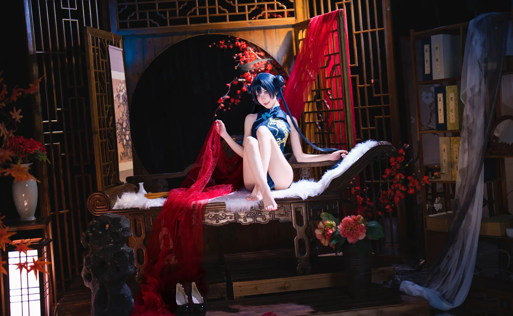 【キサキ コスプレ】『ブルーアーカイブ』中国風スタジオ撮影：チャイナドレスの優美な佇まい（二次元） - OUKAI - 5枚目