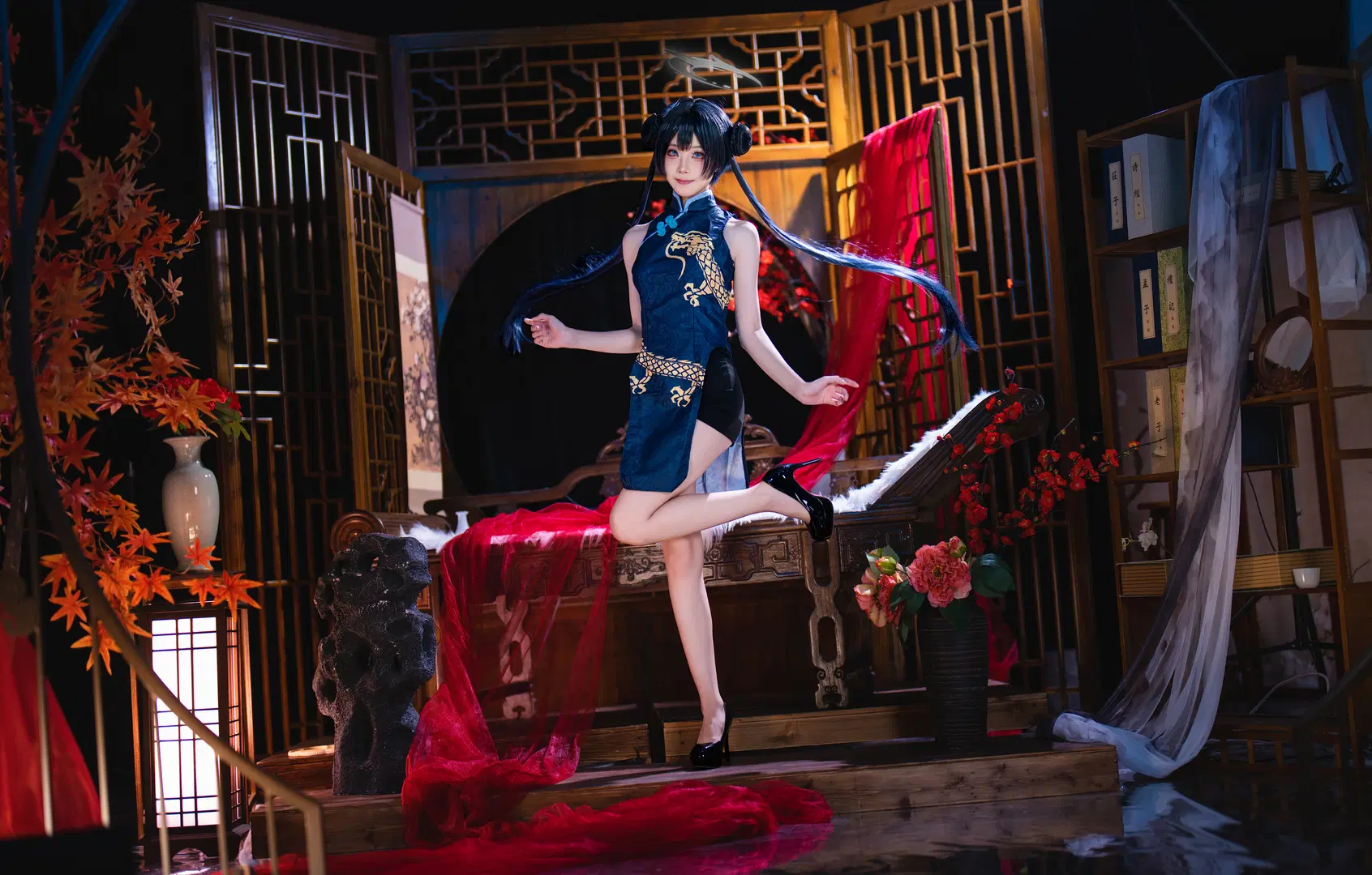 【キサキ コスプレ】『ブルーアーカイブ』中国風スタジオ撮影：チャイナドレスの優美な佇まい（二次元） - OUKAI - 6枚目
