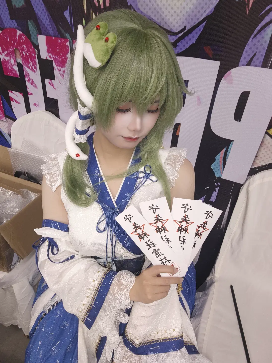 Touhou Project, Kochiya Sanae Cosplay, convention booth girl, Touhou Project doujin, ACG convention