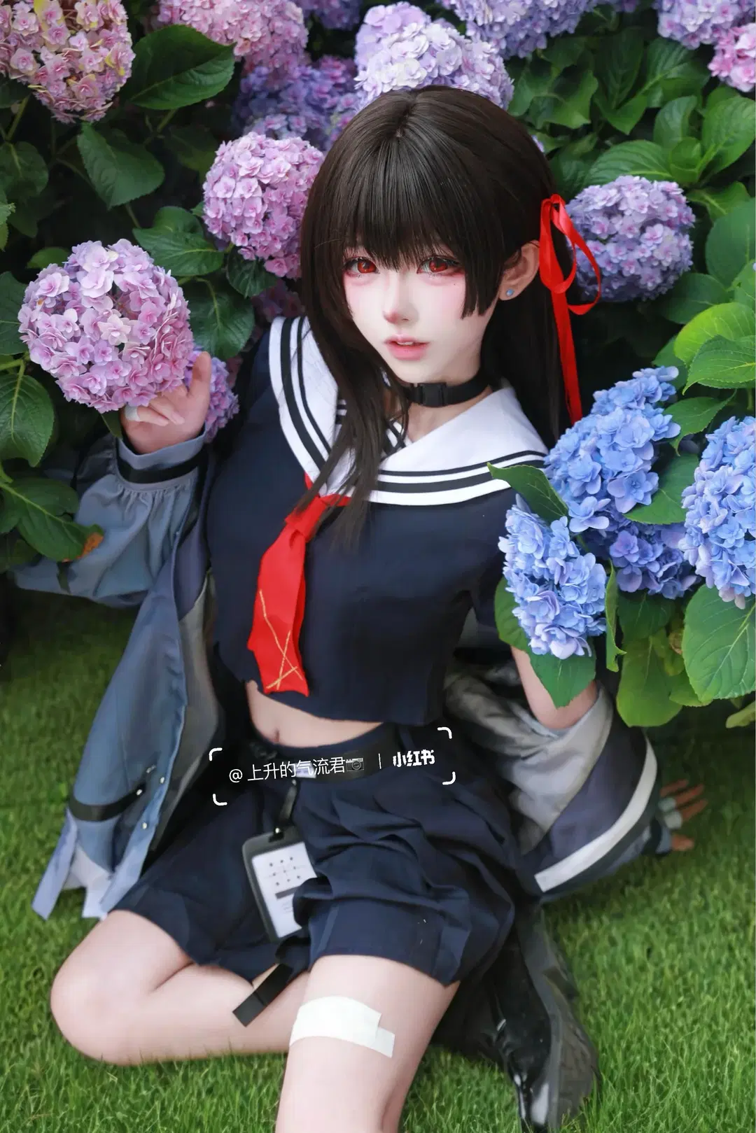 鸣潮, 千咲cos, 水手服, 红色美瞳, 大连cos摄影