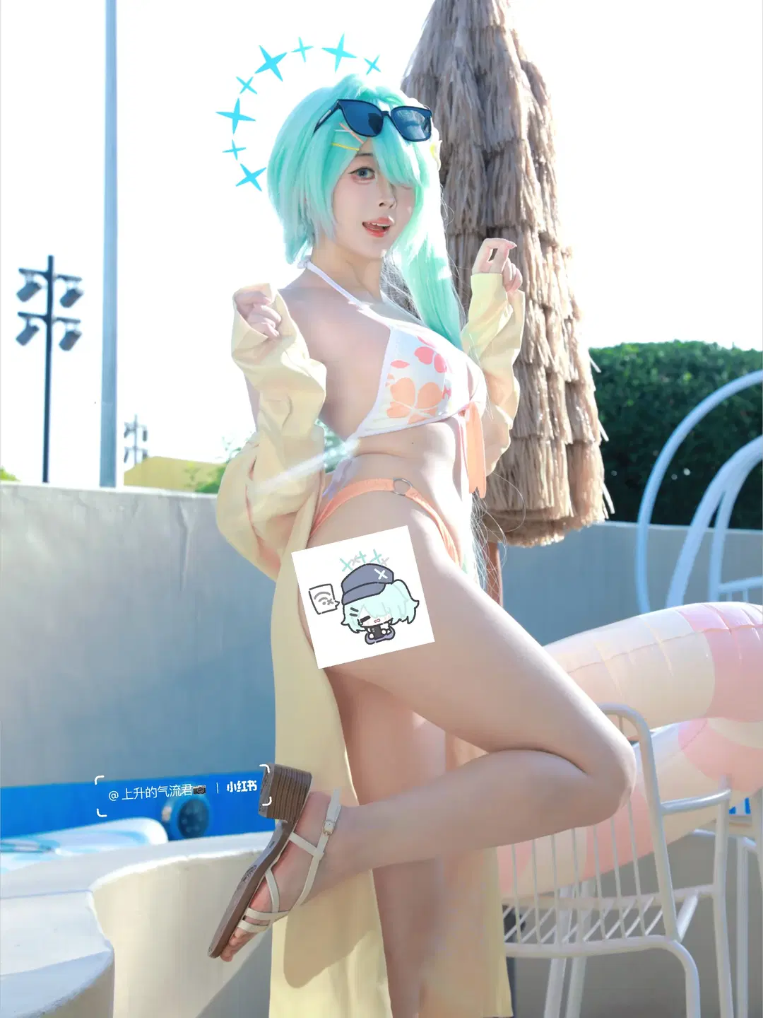 【槌永ヒヨリ コスプレ】『ブルーアーカイブ』大連での夏のロケ水着撮影記録 - 上升的气流君 - 2枚目