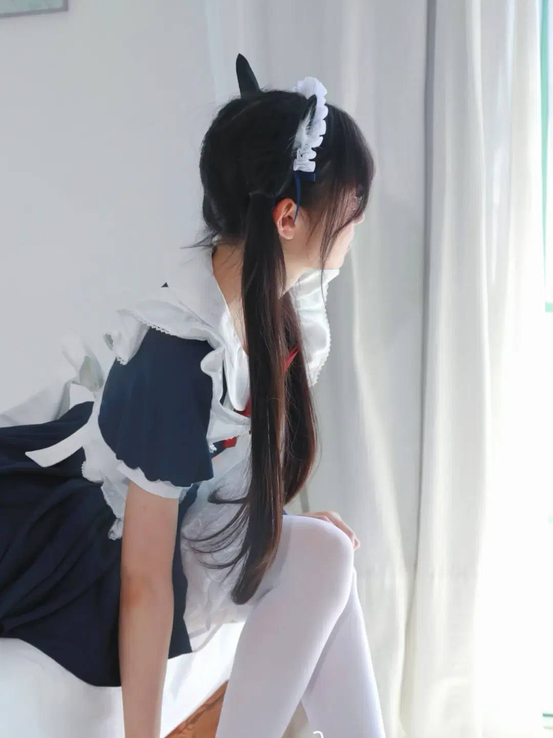 二次元cosplay, 女仆cos, 白丝袜, 大连cos摄影, 天使女仆