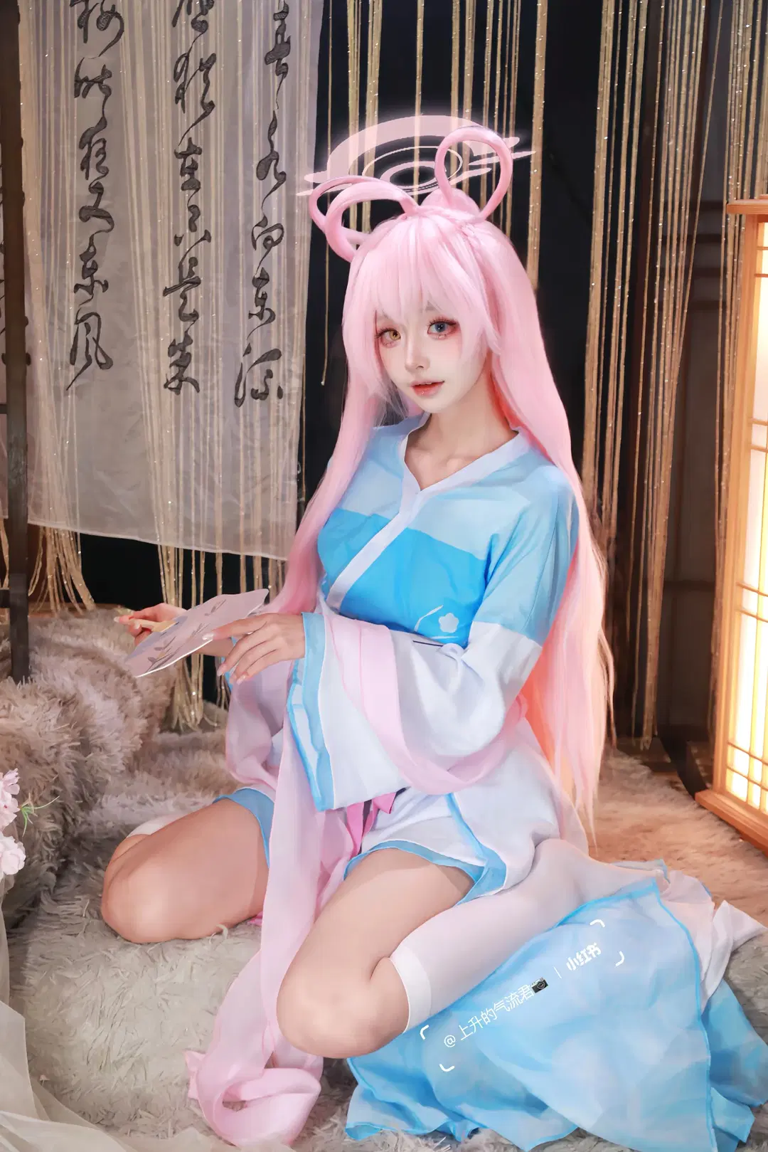 蔚蓝档案, 小鸟游星野cos, 白丝, 国风二次元, 中秋cos