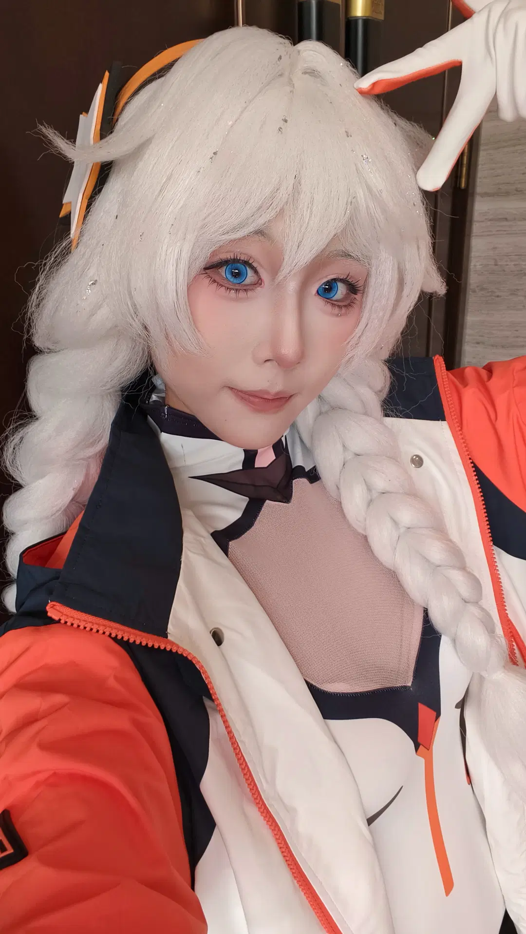 Honkai Impact 3rd, Anime cosplay, Kiana cosplay, White hair and blue eyes, Cat tail bell check-in
