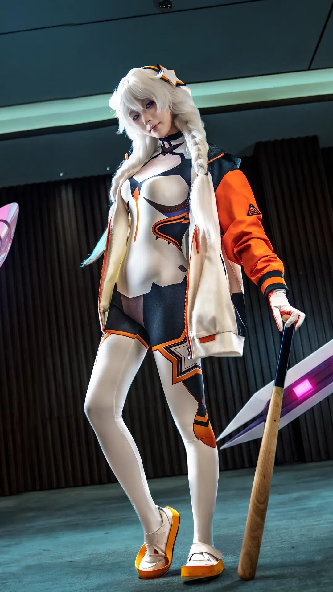 Honkai Impact 3rd, White stockings, Kiana cosplay, Sci-fi style cosplay, White training set