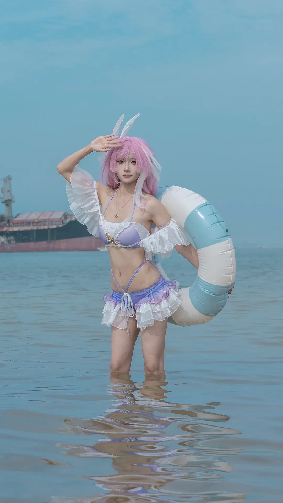 爱莉希雅cos, 崩坏三, 泳装cos, 海边写真, 夏日cosplay