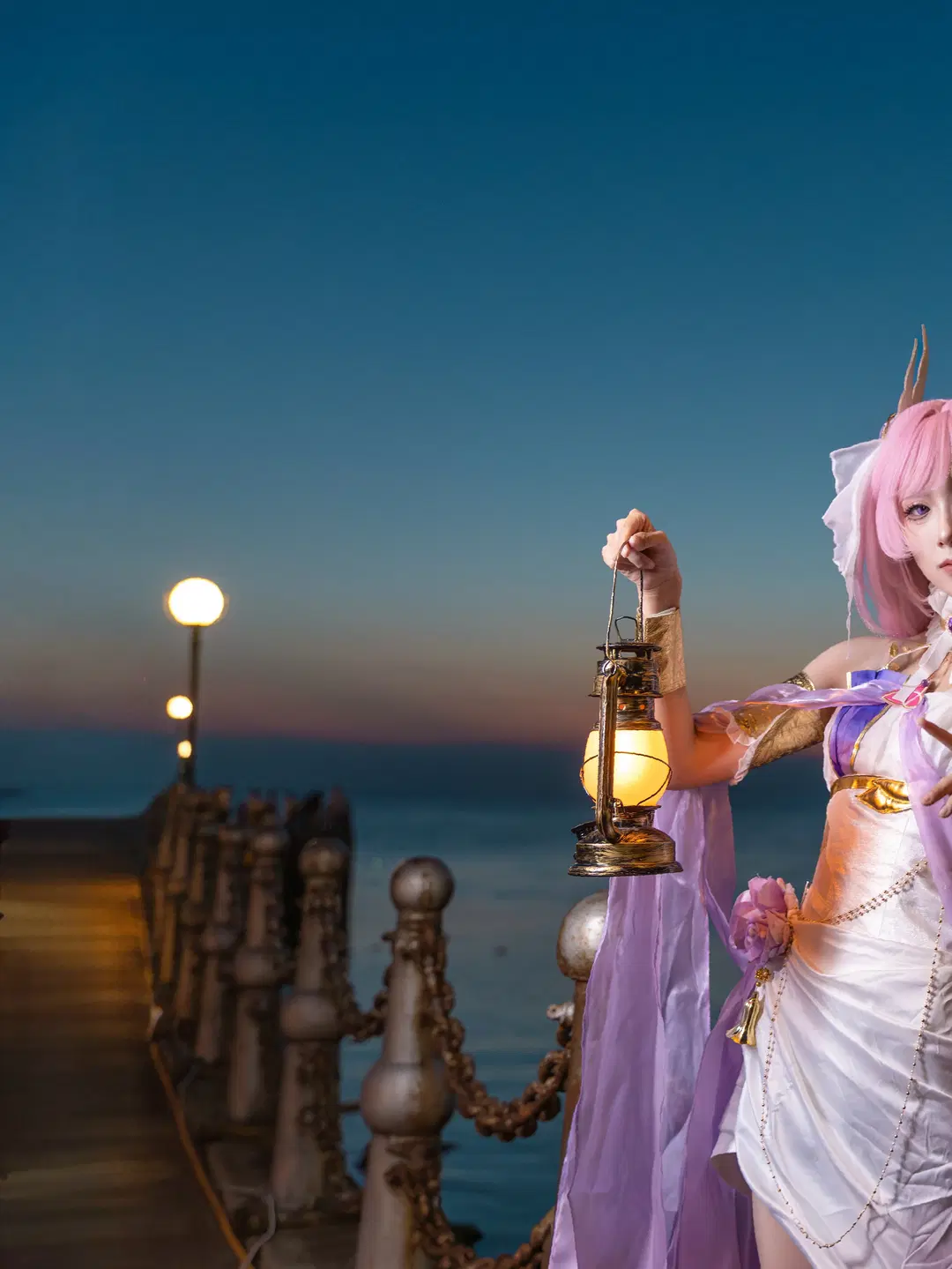 【エリシア コスプレ】『崩壊3rd』花鈴律曲、海辺を巡る提灯の夜遊 - 颜微moke - 2枚目