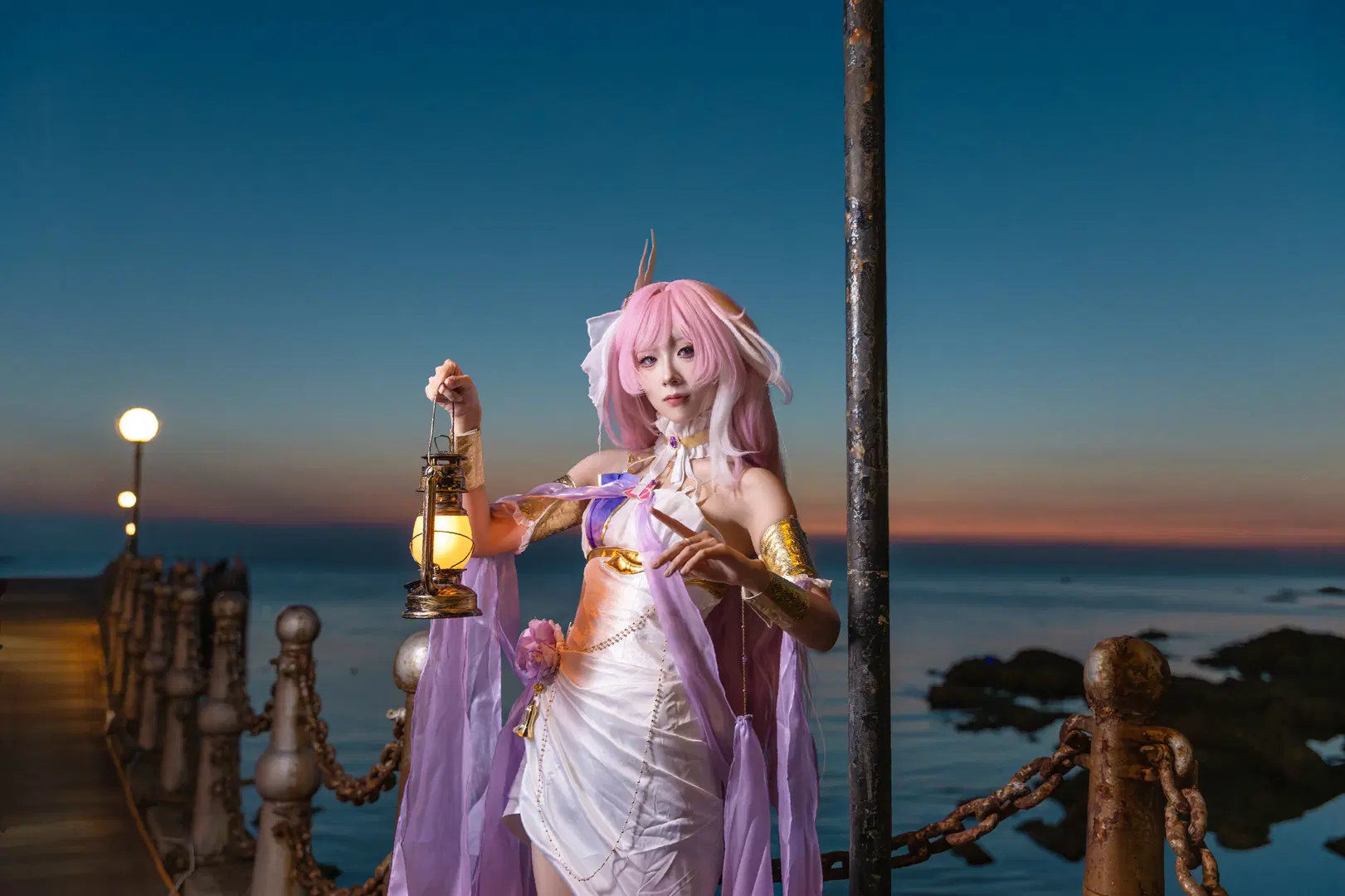 【エリシア コスプレ】『崩壊3rd』花鈴律曲、海辺を巡る提灯の夜遊 - 颜微moke - 4枚目
