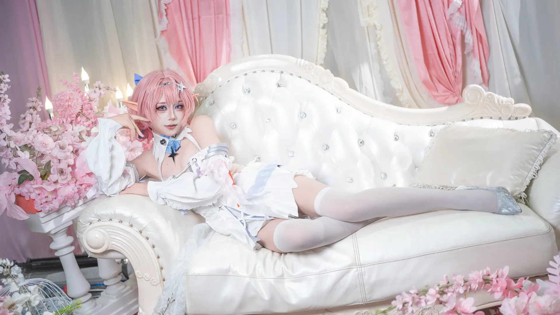 Zenless Zone Zero, Anime cosplay, Elf ears, Remielle cosplay, Stockings