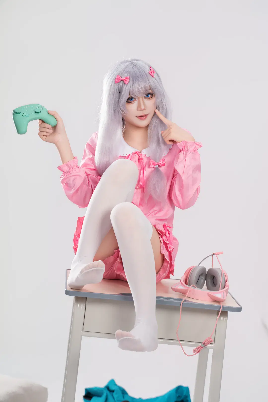 Anime cosplay, White stockings, Eromanga Sensei, Izumi Sagiri cosplay, Daily life at home
