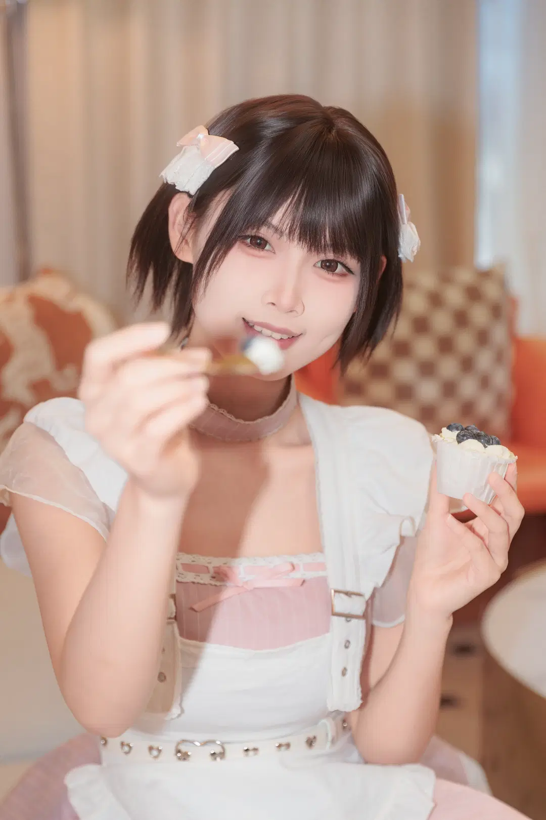 【メイド服】ピンク×白のメイド服で過ごす、おうちの甘め女子の日常：日本風写真 - 墨离 - 3枚目