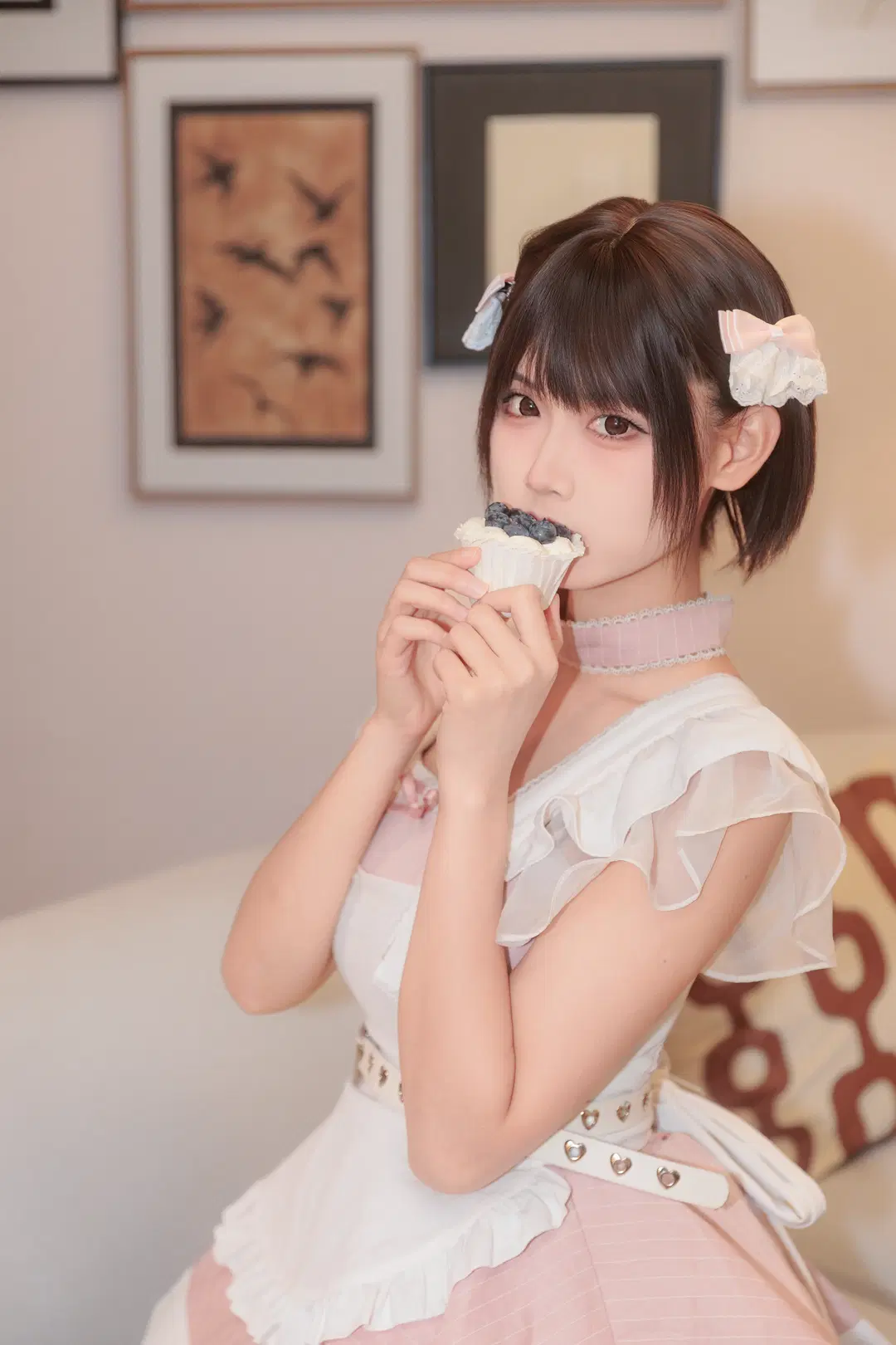 【メイド服】ピンク×白のメイド服で過ごす、おうちの甘め女子の日常：日本風写真 - 墨离 - 4枚目