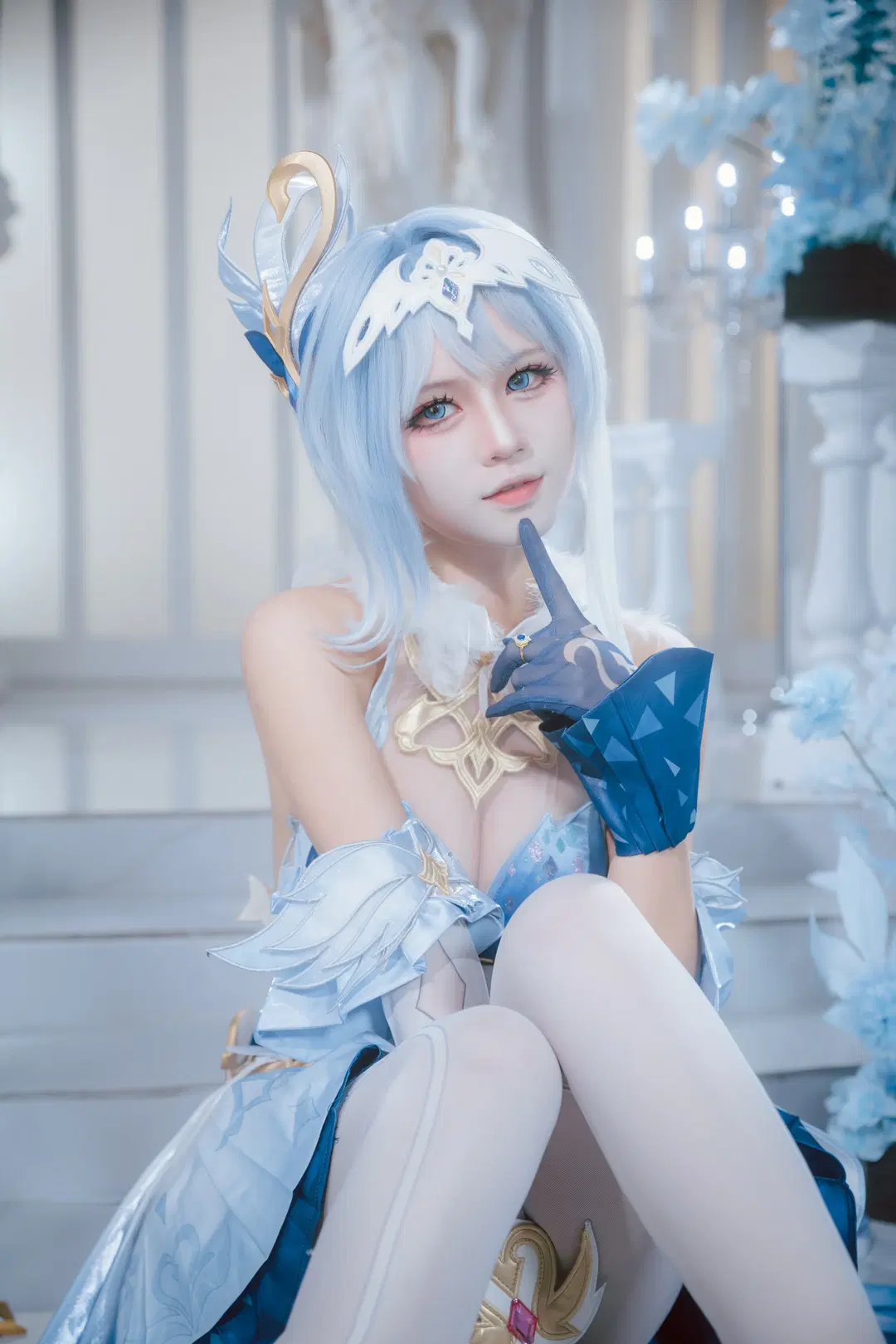 2D, Genshin Impact, Stockings, Odette cosplay, Genshin Impact Snezhnaya