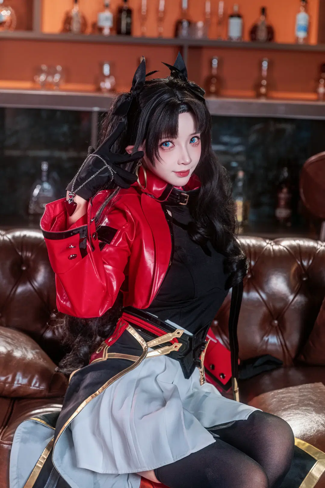 【远坂凛cos】fate魔术师的酒吧夜，红皮衣与黑丝的碰撞 - 墨离 - 第4张
