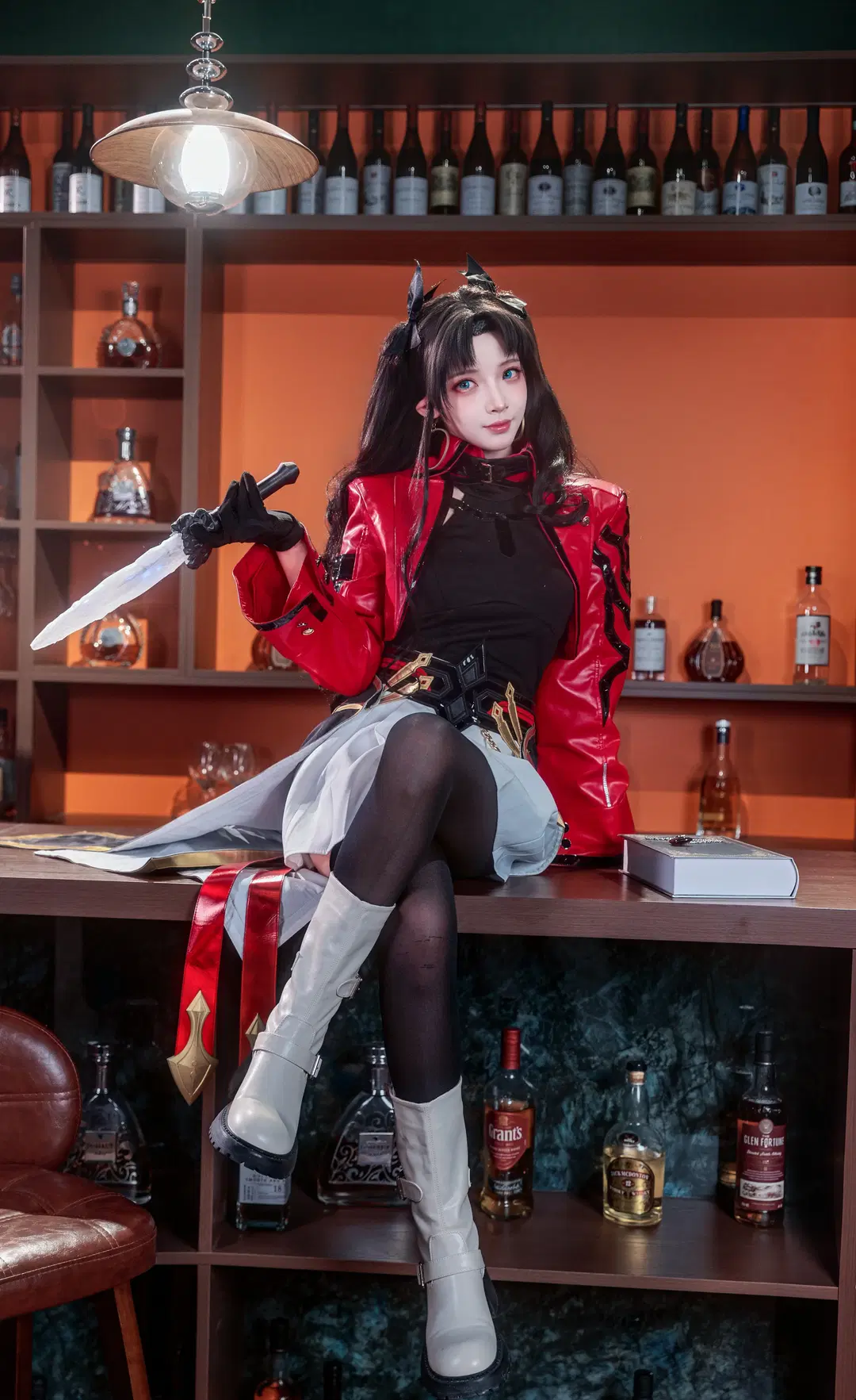 崩坏星穹铁道, Fate, 远坂凛cos, 黑丝, 酒吧写真