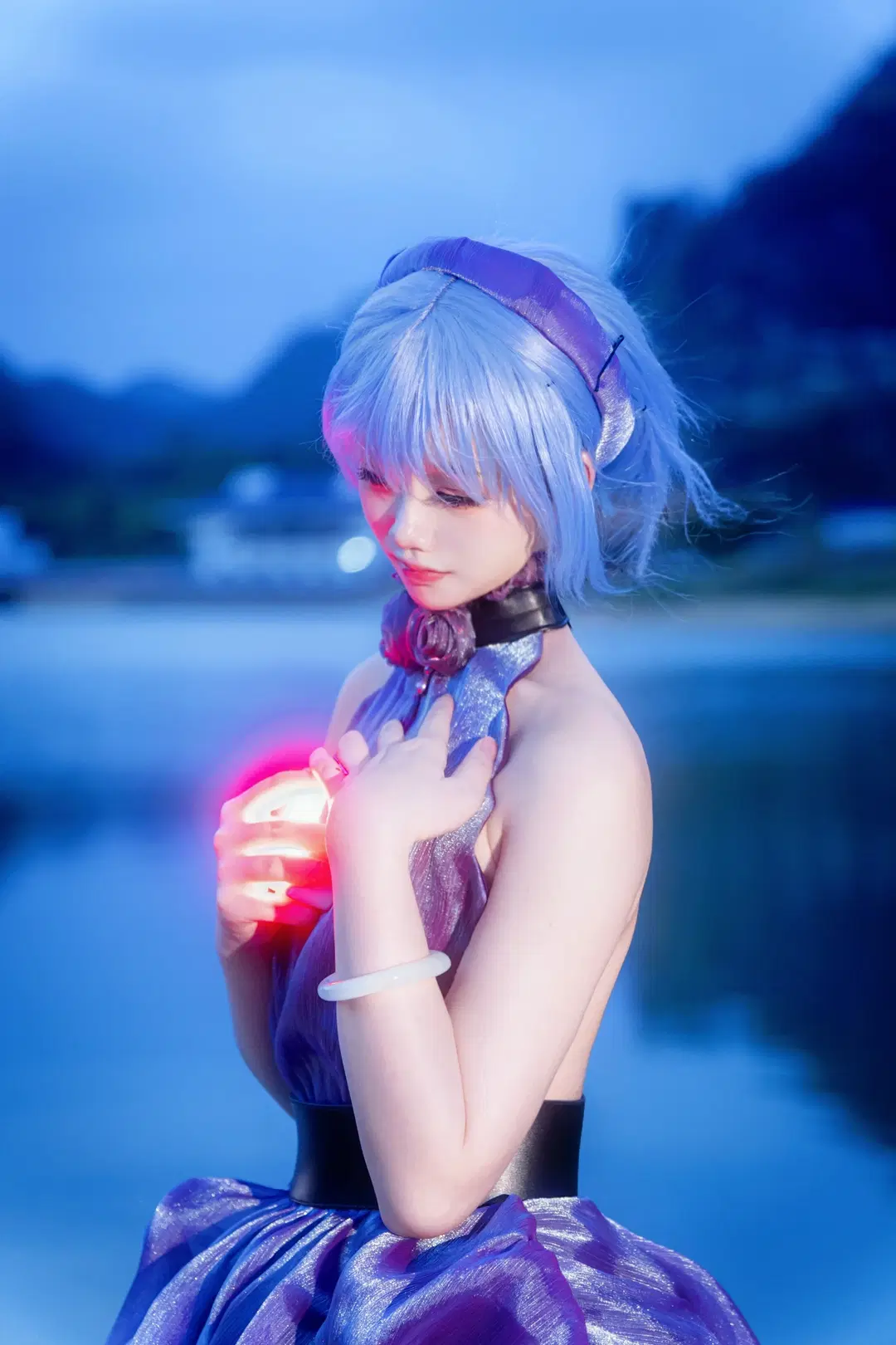 绫波丽cos, EVA, 新世纪福音战士, 夜景cosplay, 花之语