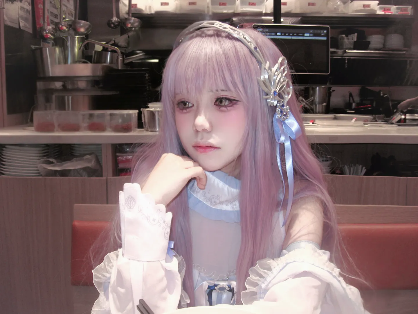 Lolita, BanG Dream!, Anime-style portrait, Minato Yukina cosplay, Long purple hair