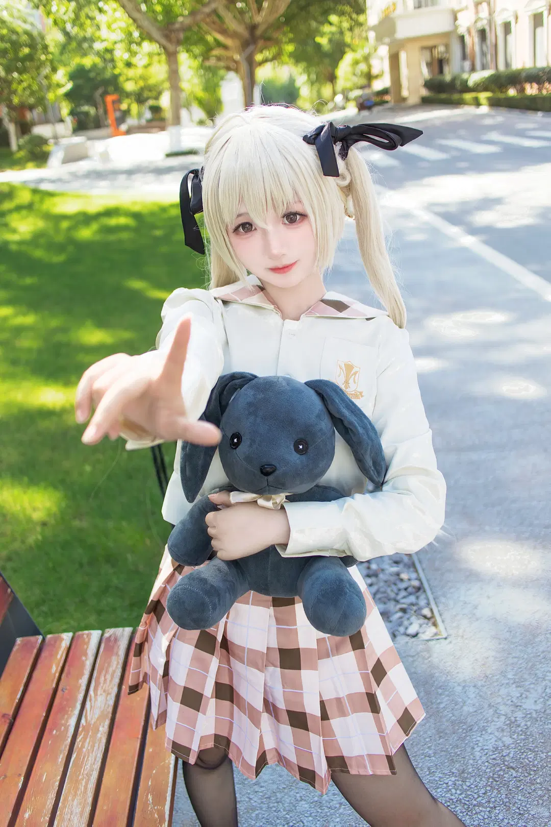 校园风, 穹妹cos, 水手服, 双马尾, 丝袜