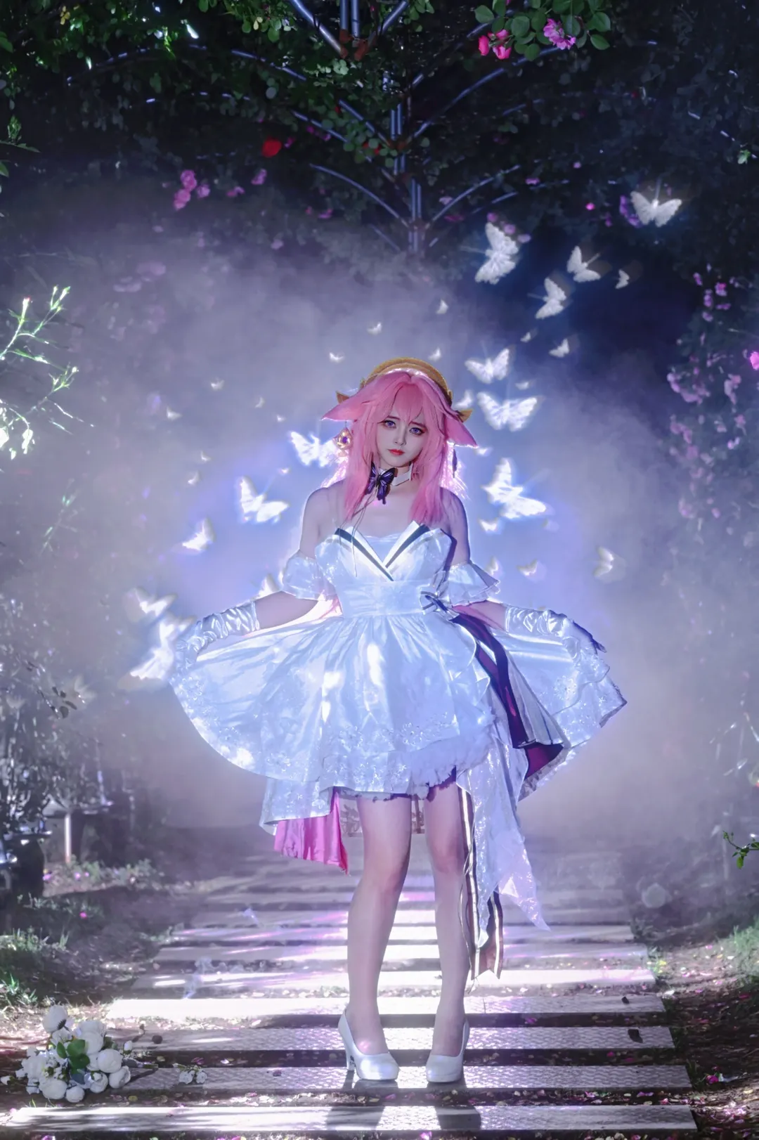 原神, 八重神子cos, 摄影分享, cosplay正片, 夜景特效