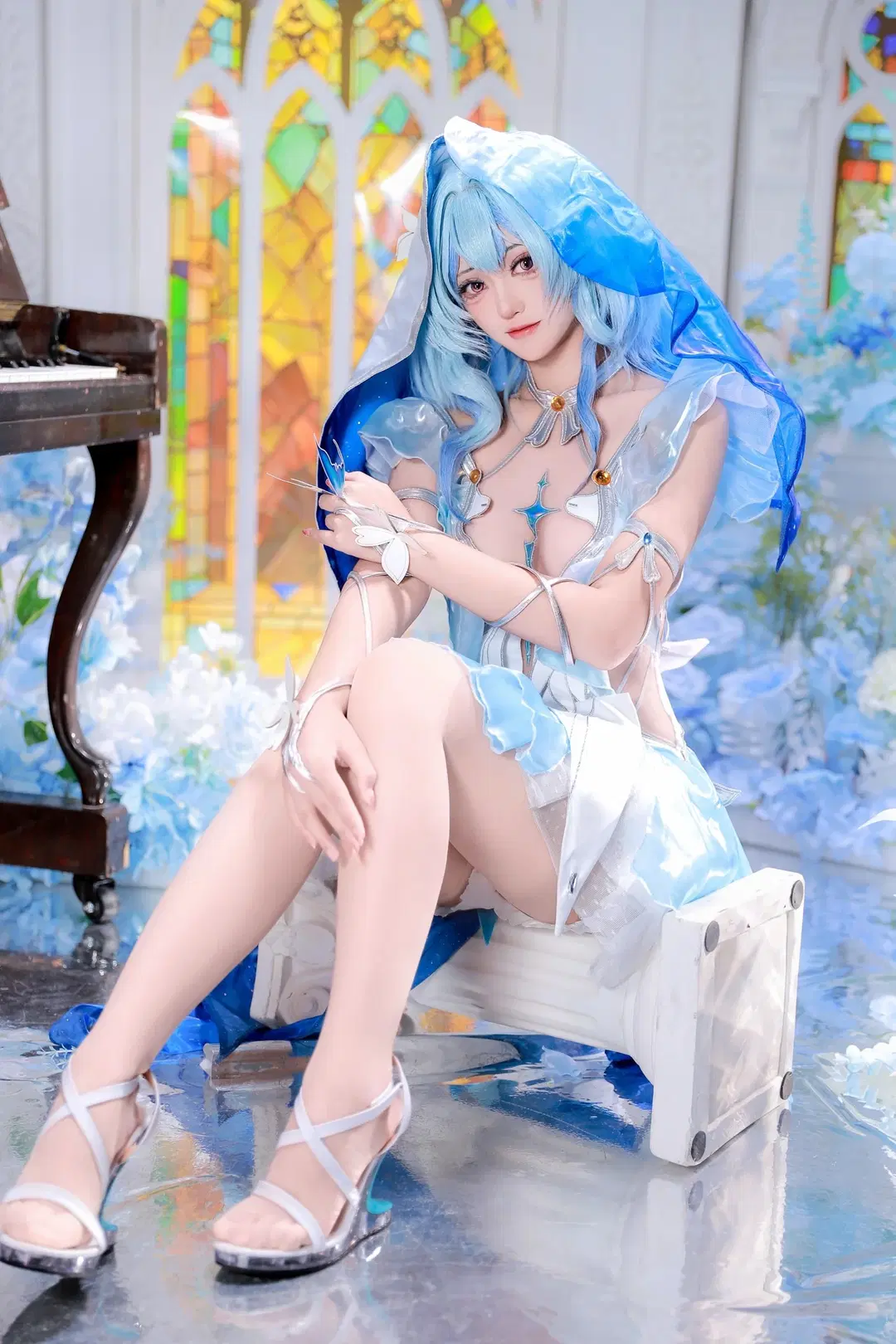 【ショアキーパー コスプレ】『鳴潮』ステンドグラスとピアノが奏でる静謐なる深青の響き - 葭葭 - 11枚目