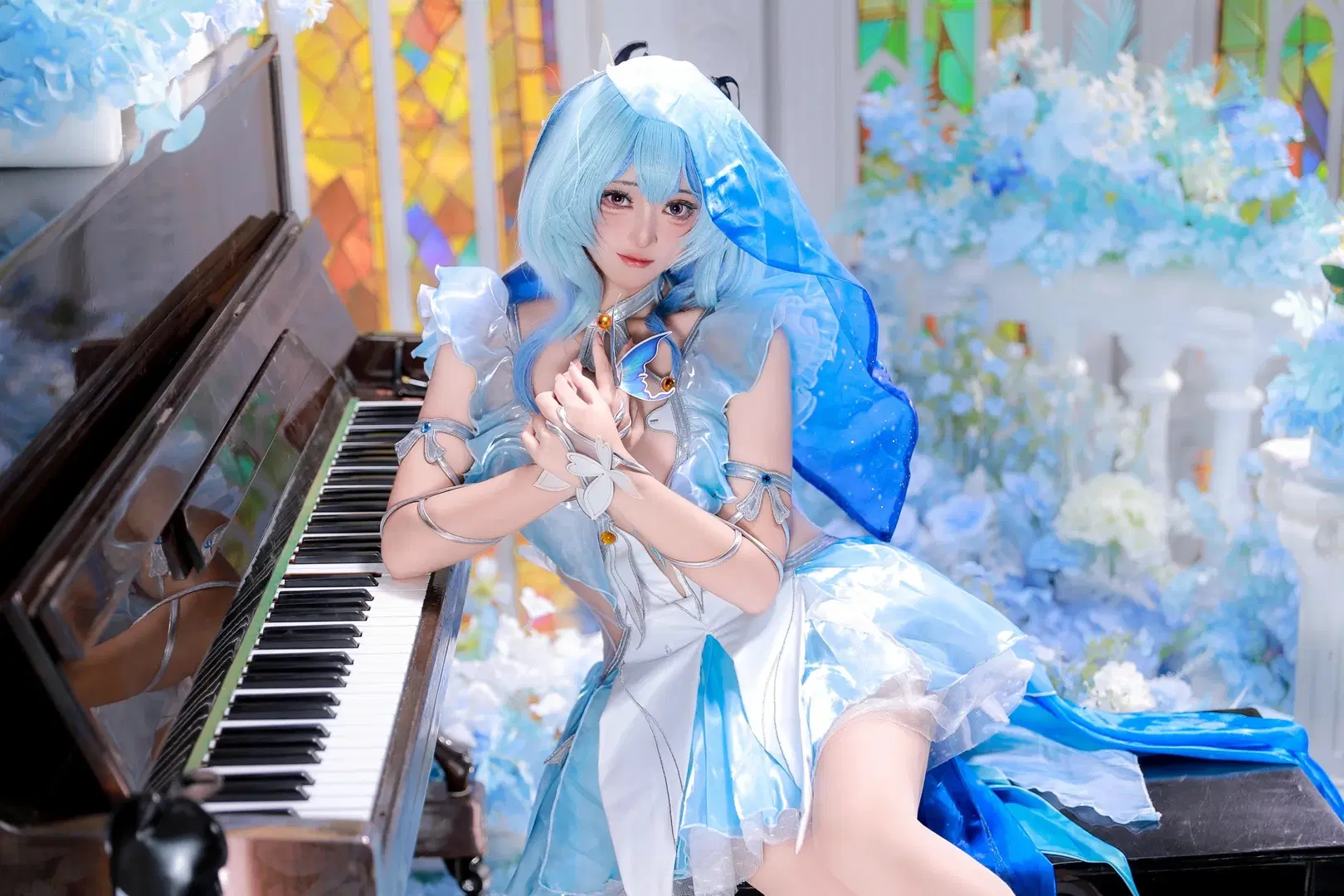 【ショアキーパー コスプレ】『鳴潮』ステンドグラスとピアノが奏でる静謐なる深青の響き - 葭葭 - 2枚目