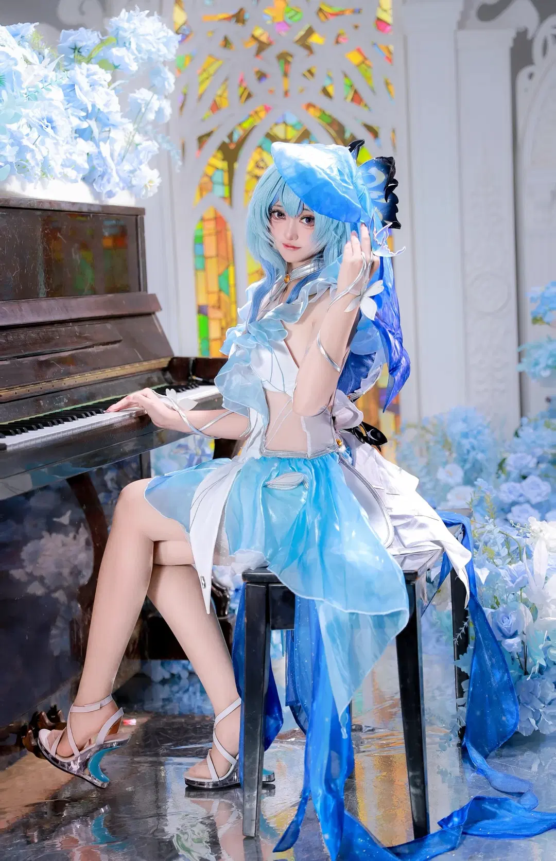 【ショアキーパー コスプレ】『鳴潮』ステンドグラスとピアノが奏でる静謐なる深青の響き - 葭葭 - 4枚目
