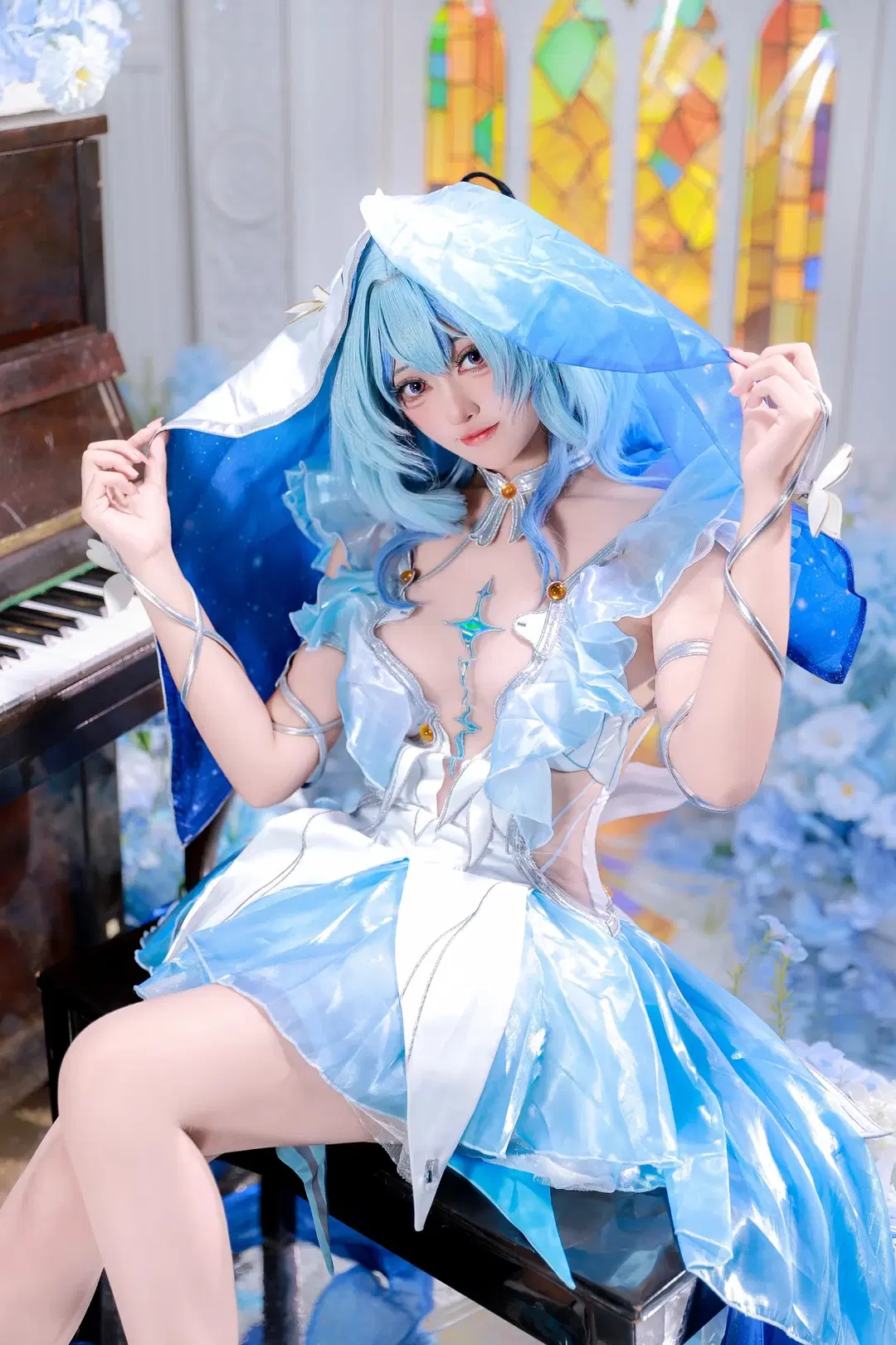 【ショアキーパー コスプレ】『鳴潮』ステンドグラスとピアノが奏でる静謐なる深青の響き - 葭葭 - 6枚目