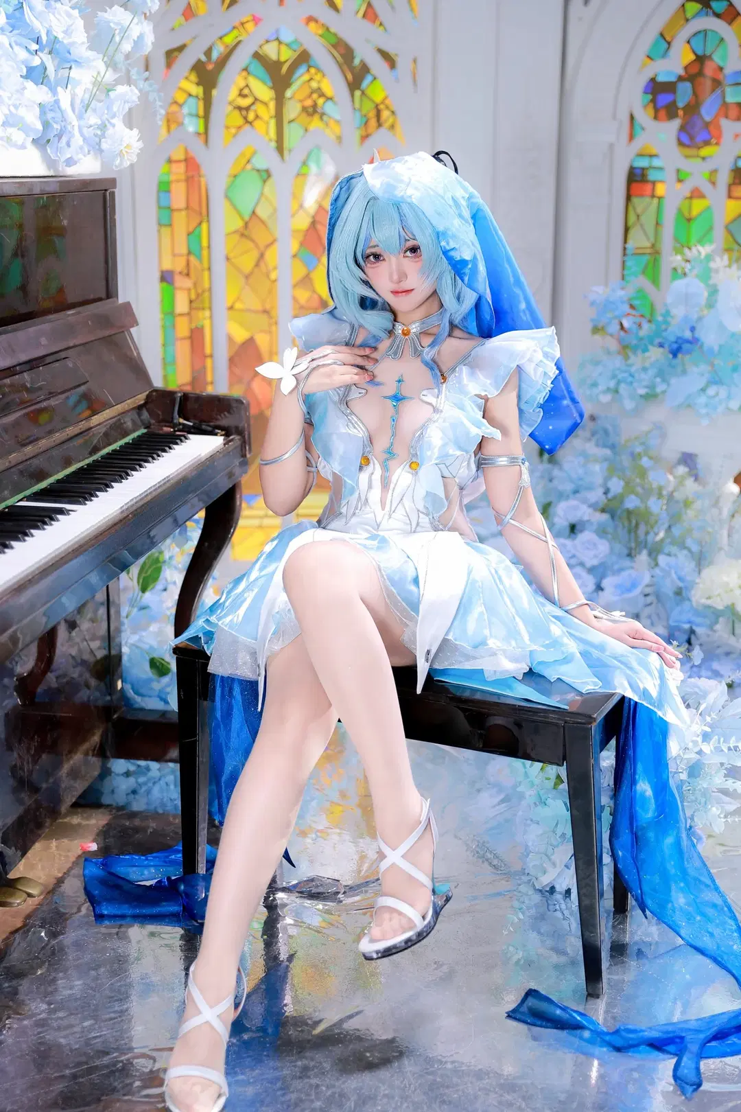 【ショアキーパー コスプレ】『鳴潮』ステンドグラスとピアノが奏でる静謐なる深青の響き - 葭葭 - 8枚目