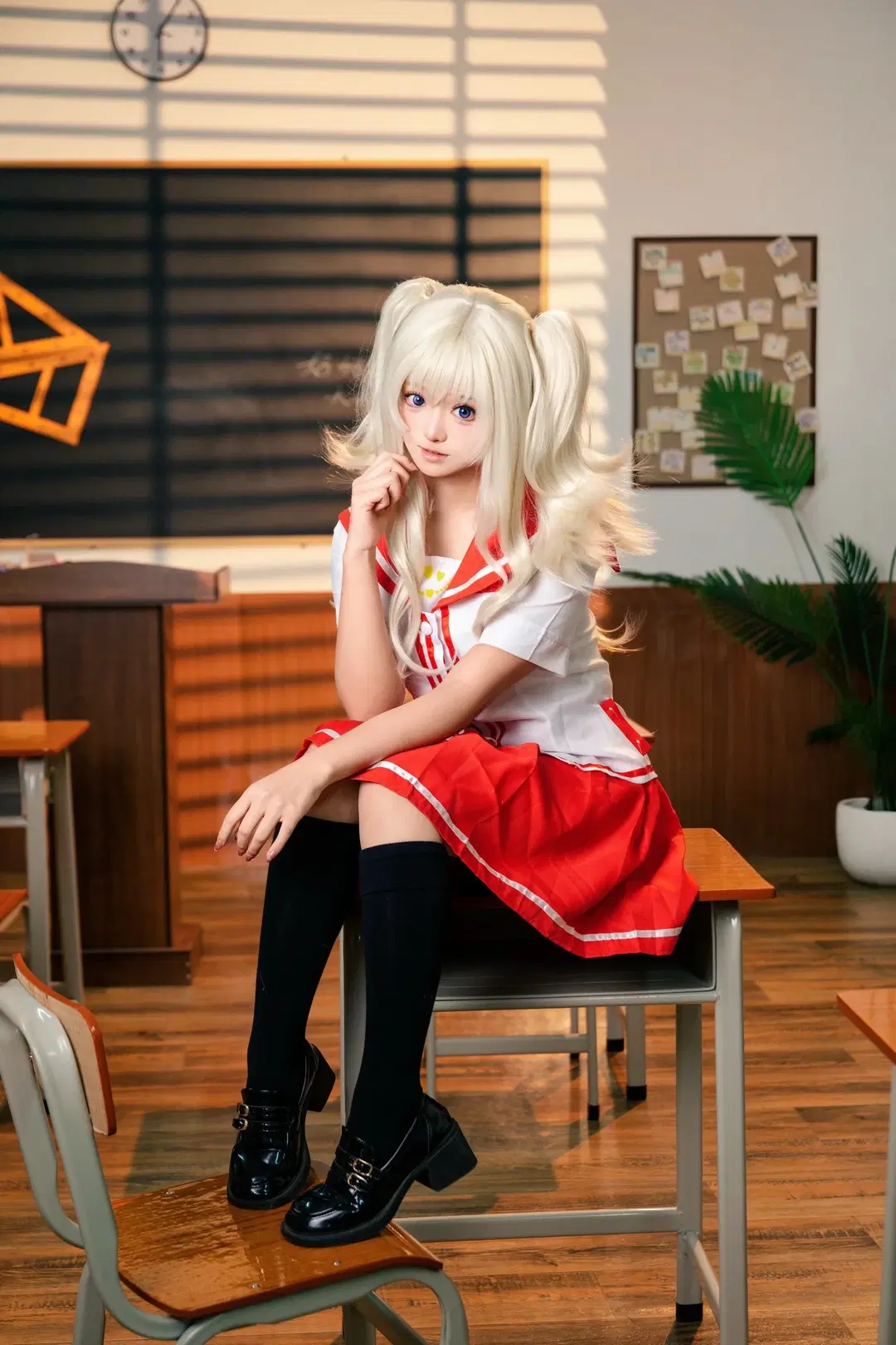 Campus style, Sailor suit, Nao Tomori cosplay, Black stockings, Charlotte