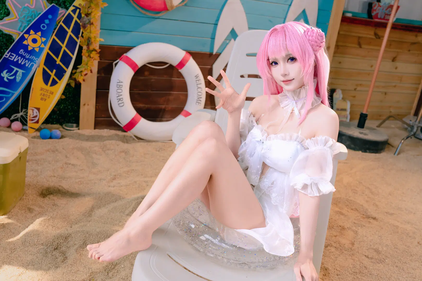 胜利女神妮姬, 泳装cosplay, 二次元cos, 桃乐丝cos, 夏日沙滩写真