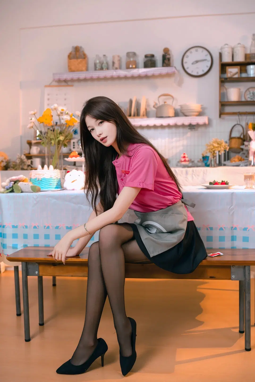 制服cos, 黑絲襪, 麥當勞小粉, 甜美寫真, 麥門信徒