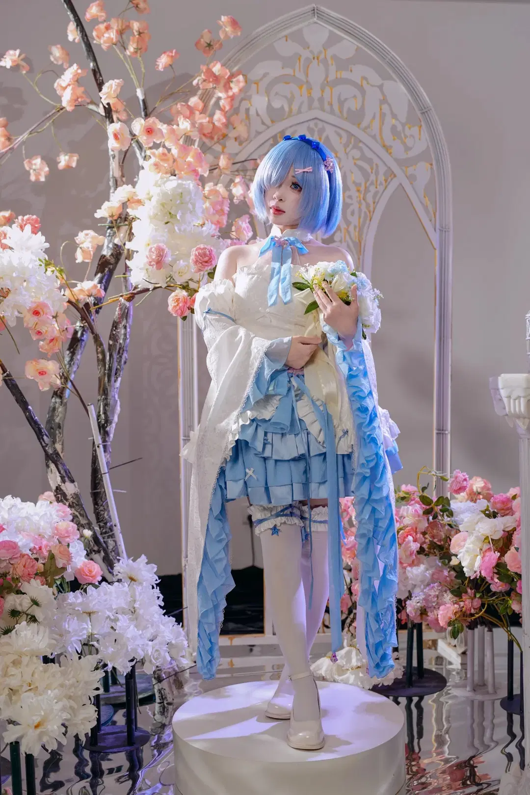 【蕾姆cos】蓝白花嫁风格衍生服，棚拍细节分享 - 宇航员摄影 - 第2张