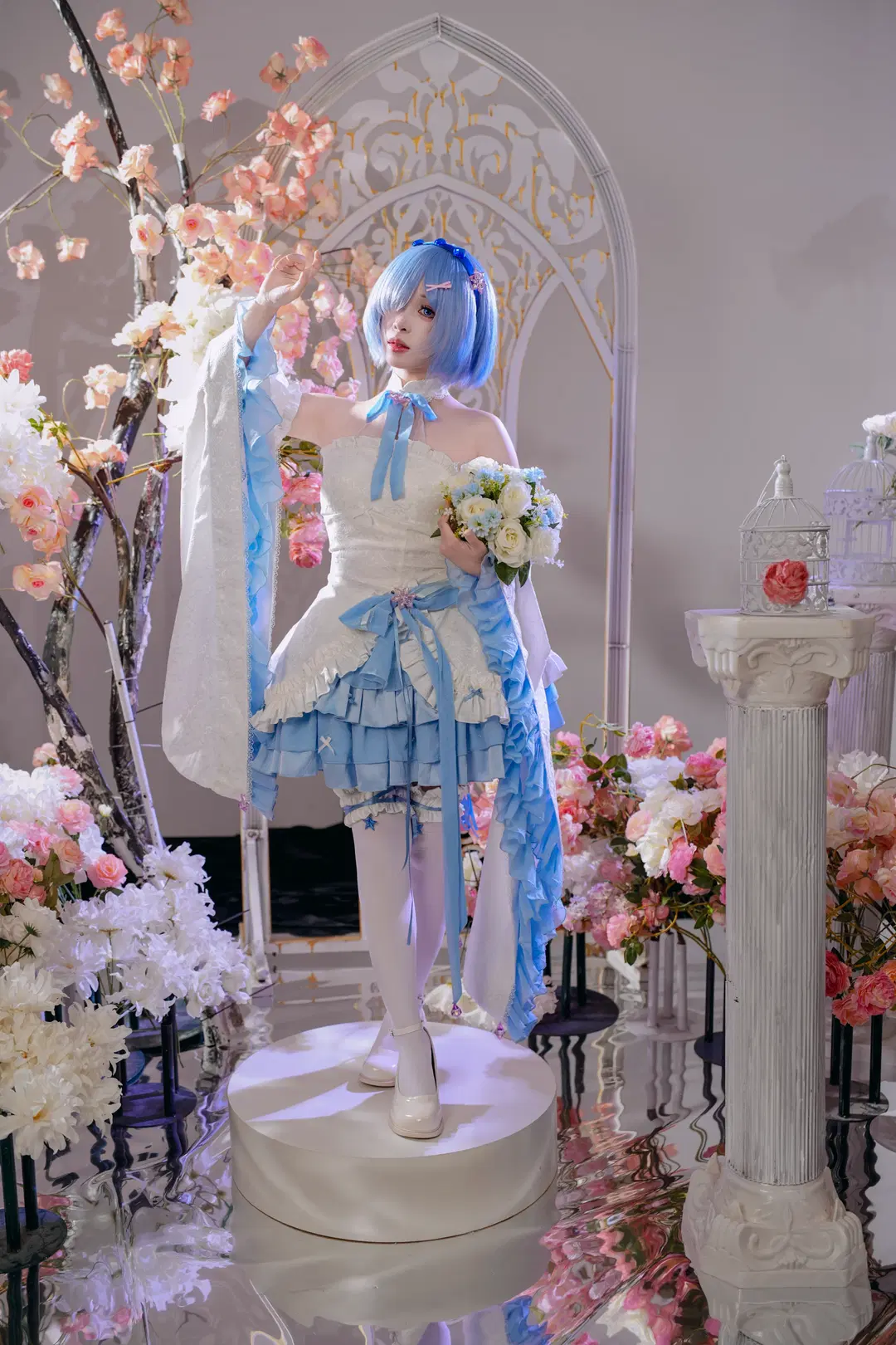 【蕾姆cos】蓝白花嫁风格衍生服，棚拍细节分享 - 宇航员摄影 - 第3张