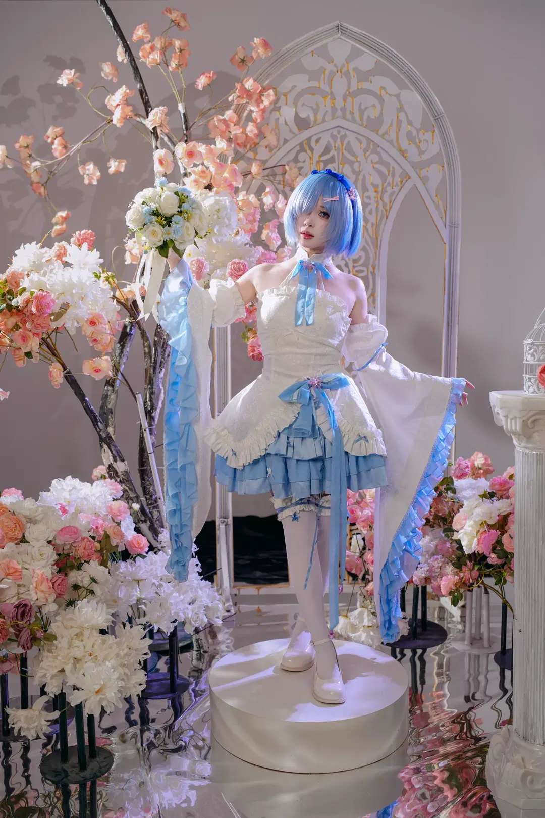 【蕾姆cos】蓝白花嫁风格衍生服，棚拍细节分享 - 宇航员摄影 - 第4张