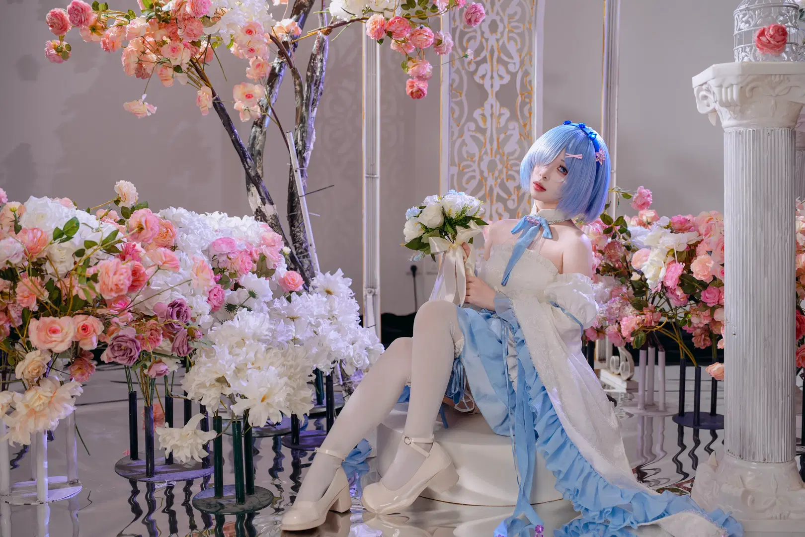 cosplay, 棚拍, 花嫁, 蕾姆cos, 白丝