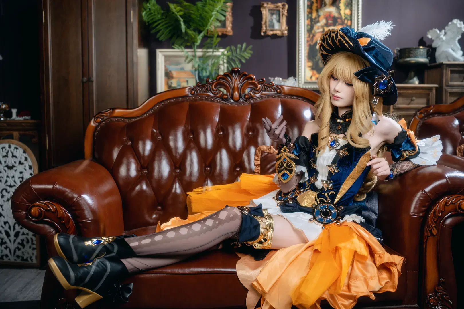 原神, 二次元撮影, ナヴィア コスプレ, レトロ風コスプレ, ストッキング