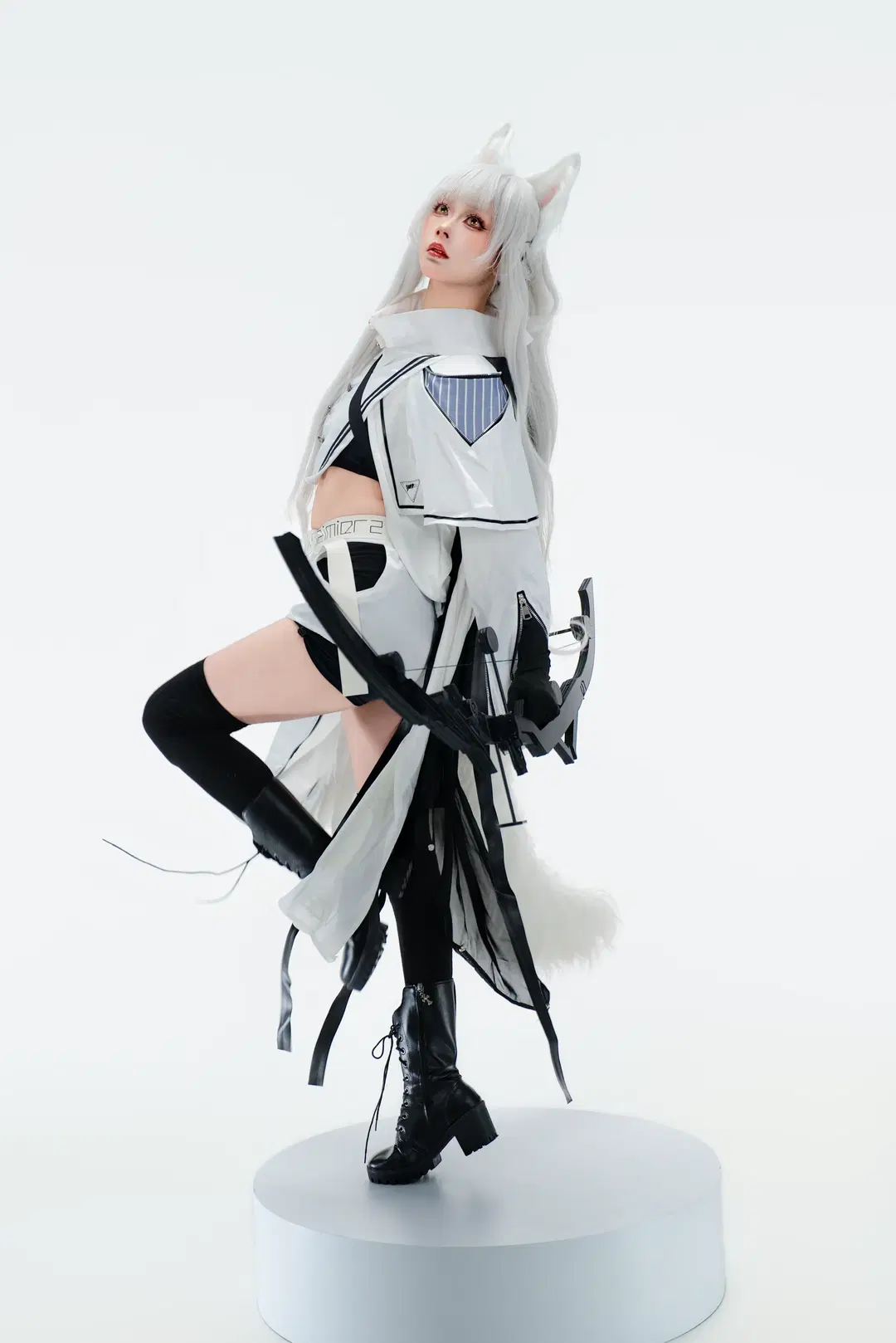二次元cosplay, 明日方舟, 白金cos, 过膝袜, 白棚棚拍