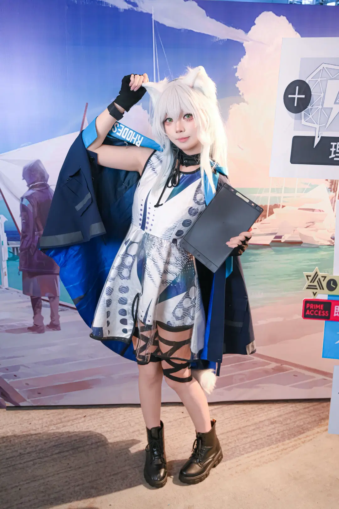 明日方舟, 白毛cos, 迷迭香cos, 漫展打卡, 绑带丝袜
