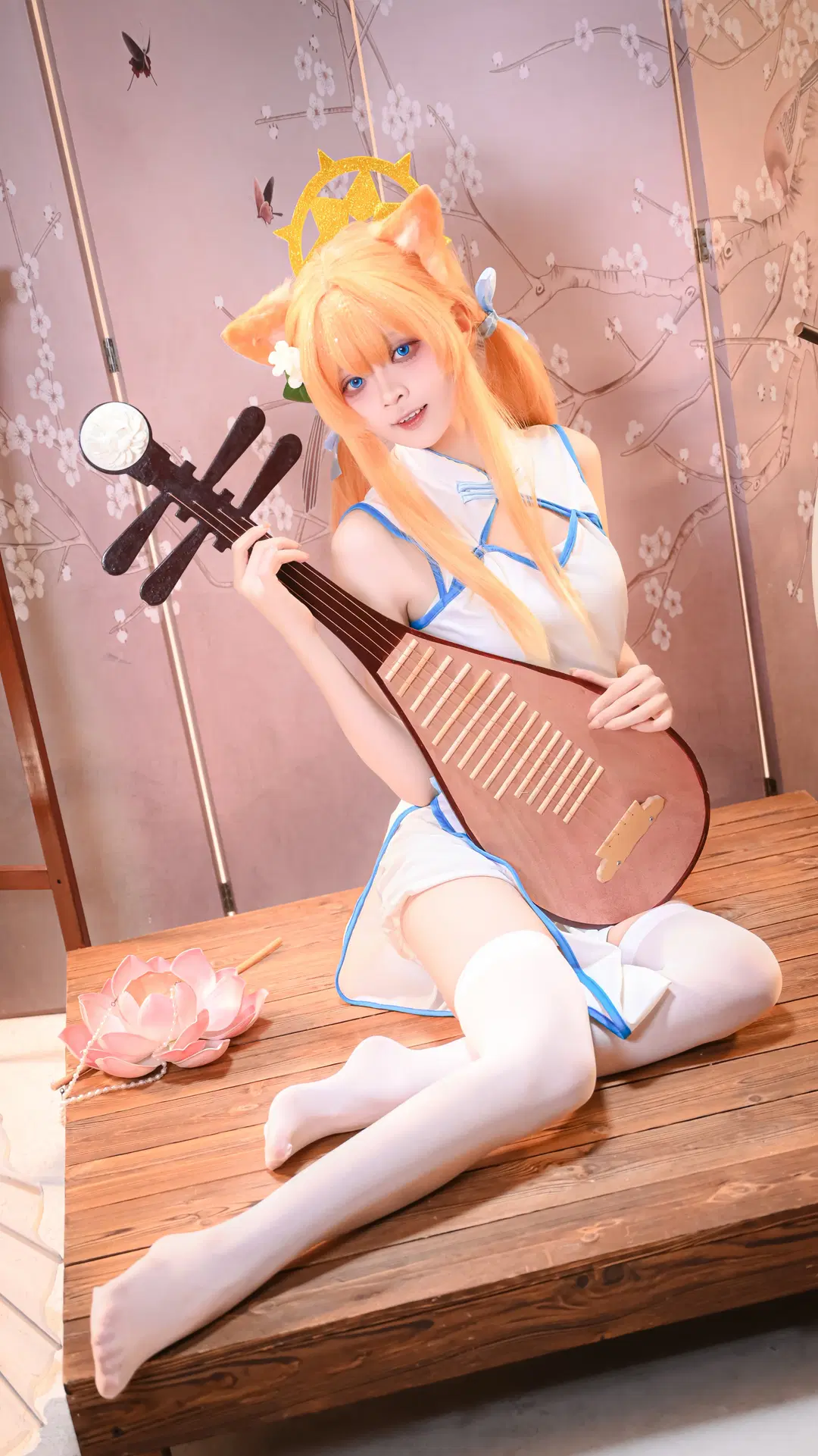二次元, ブルーアーカイブ, チャイナドレス, 白ストッキング, 伊落マリー コスプレ