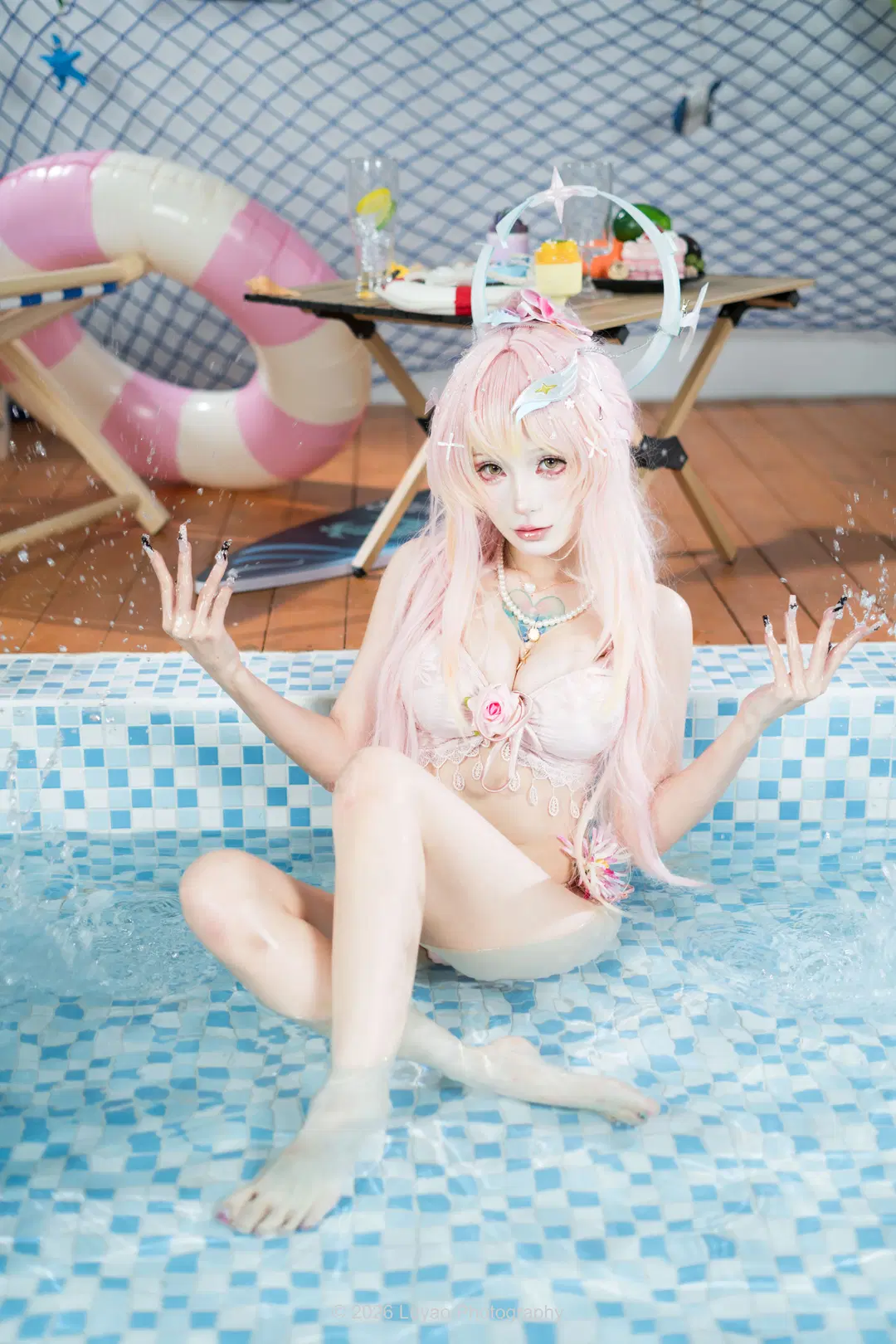 夏日室內泳池粉色系泳裝cos記錄 - Luyao_Photography - 第7張